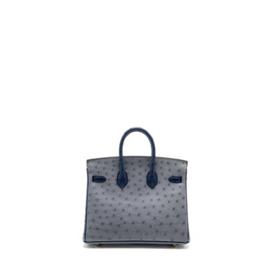 Alternative view of HERMES BIRKIN 25 SPECIAL ORDER OSTRICH GRIS AGATE/BLUE IRIS LGHW