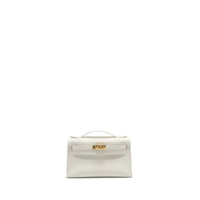 HERMES KELLY POCHETTE SWIFT 01 BLANC GHW