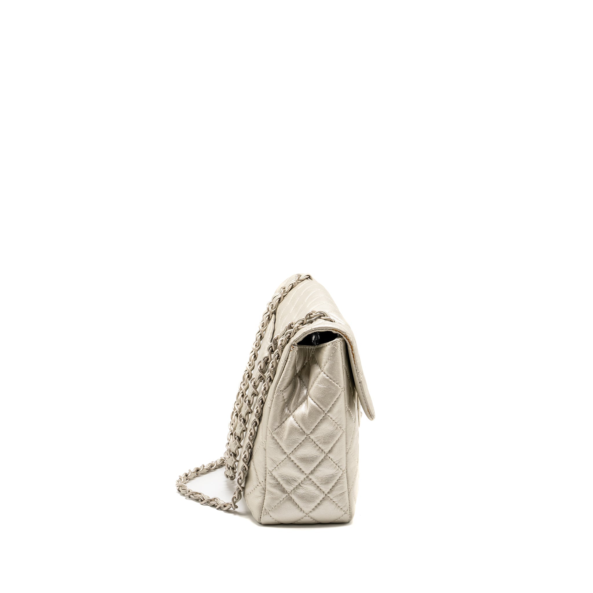 CHANEL CLASSIC QUILTED FLAP BAG LAMBSKIN METALLIC PALE GOLD SHW - Image 3