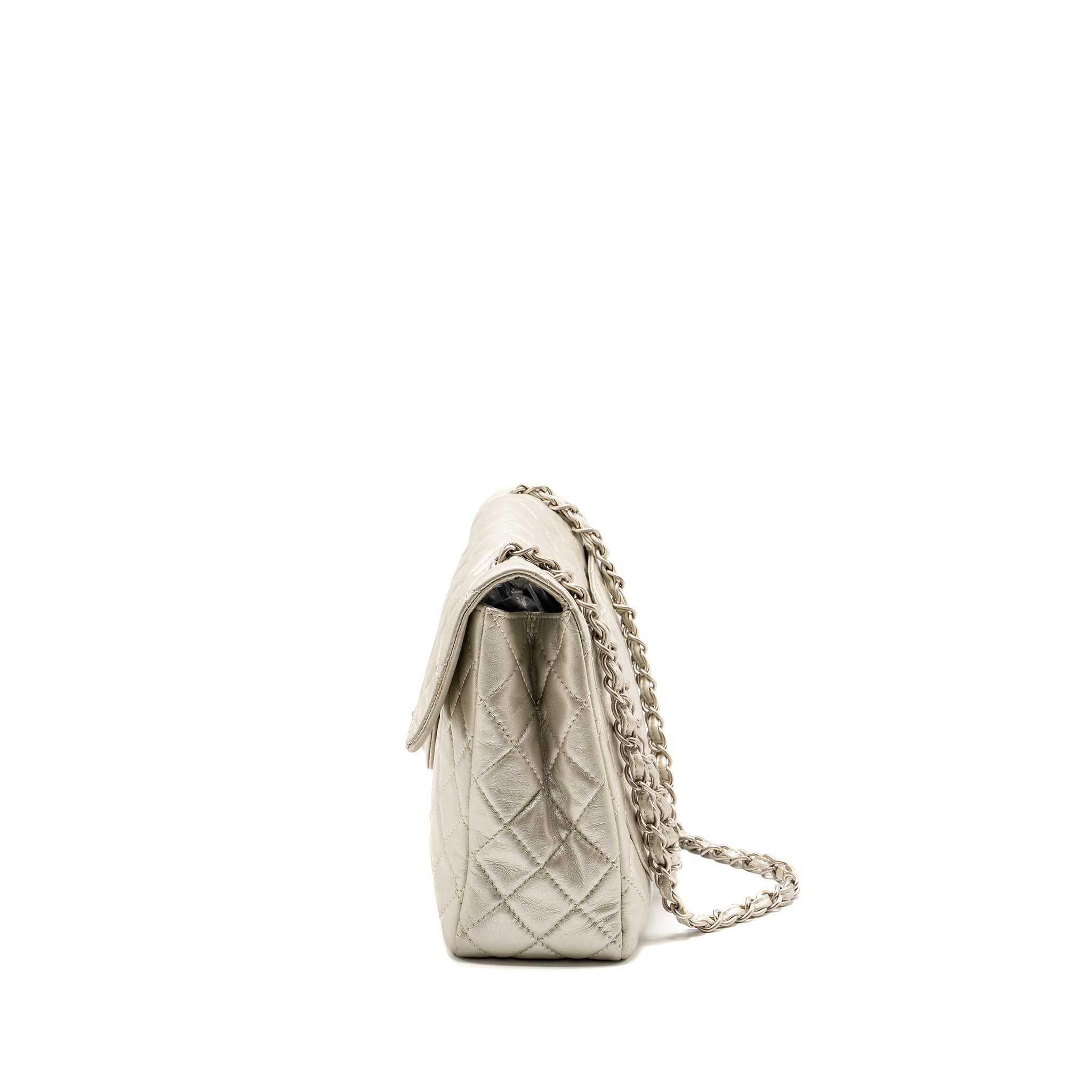 CHANEL CLASSIC QUILTED FLAP BAG LAMBSKIN METALLIC PALE GOLD SHW - Image 4
