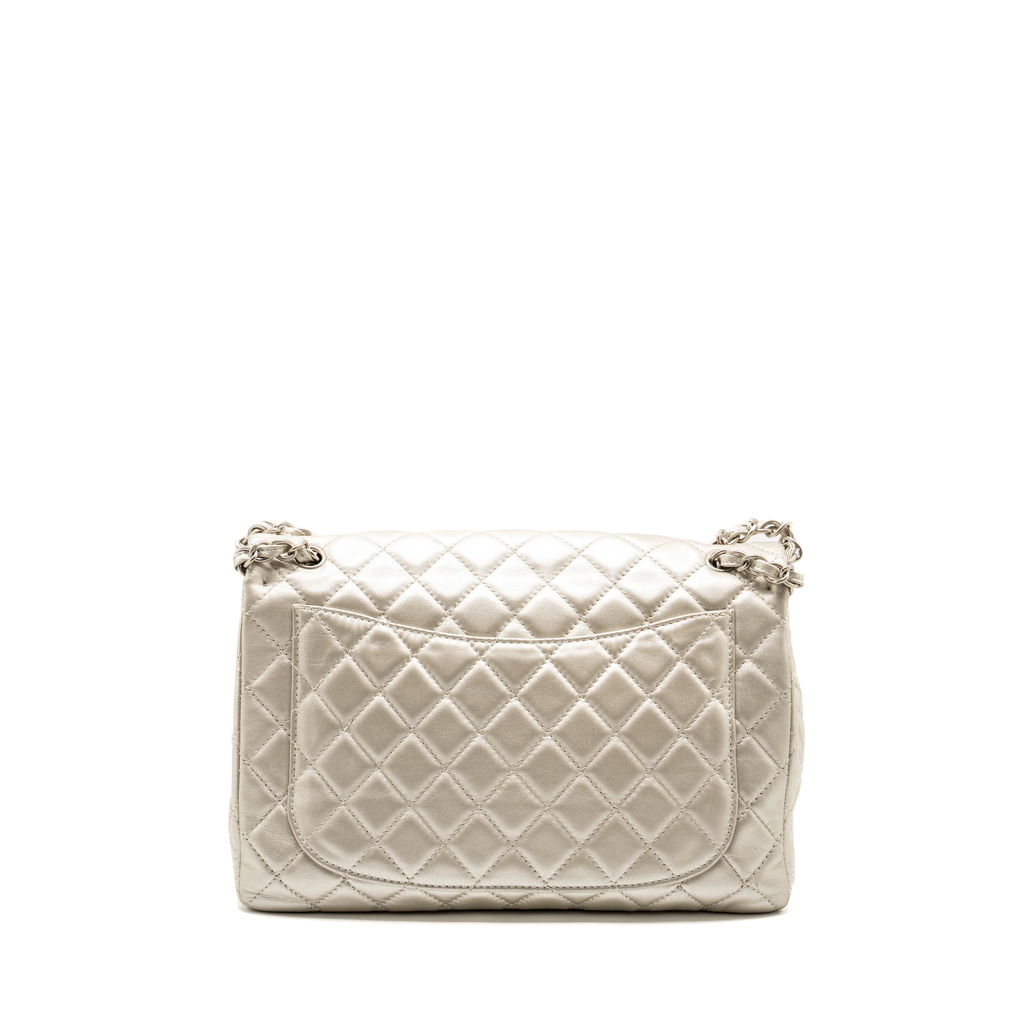 CHANEL CLASSIC QUILTED FLAP BAG LAMBSKIN METALLIC PALE GOLD SHW - Image 2