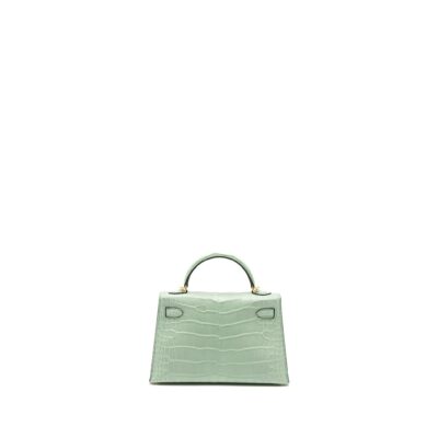 Alternative view of HERMES MINI KELLY ALLIGATOR MISSISSIPPIENSIS MATTE 6U VERT D’EAU GHW
