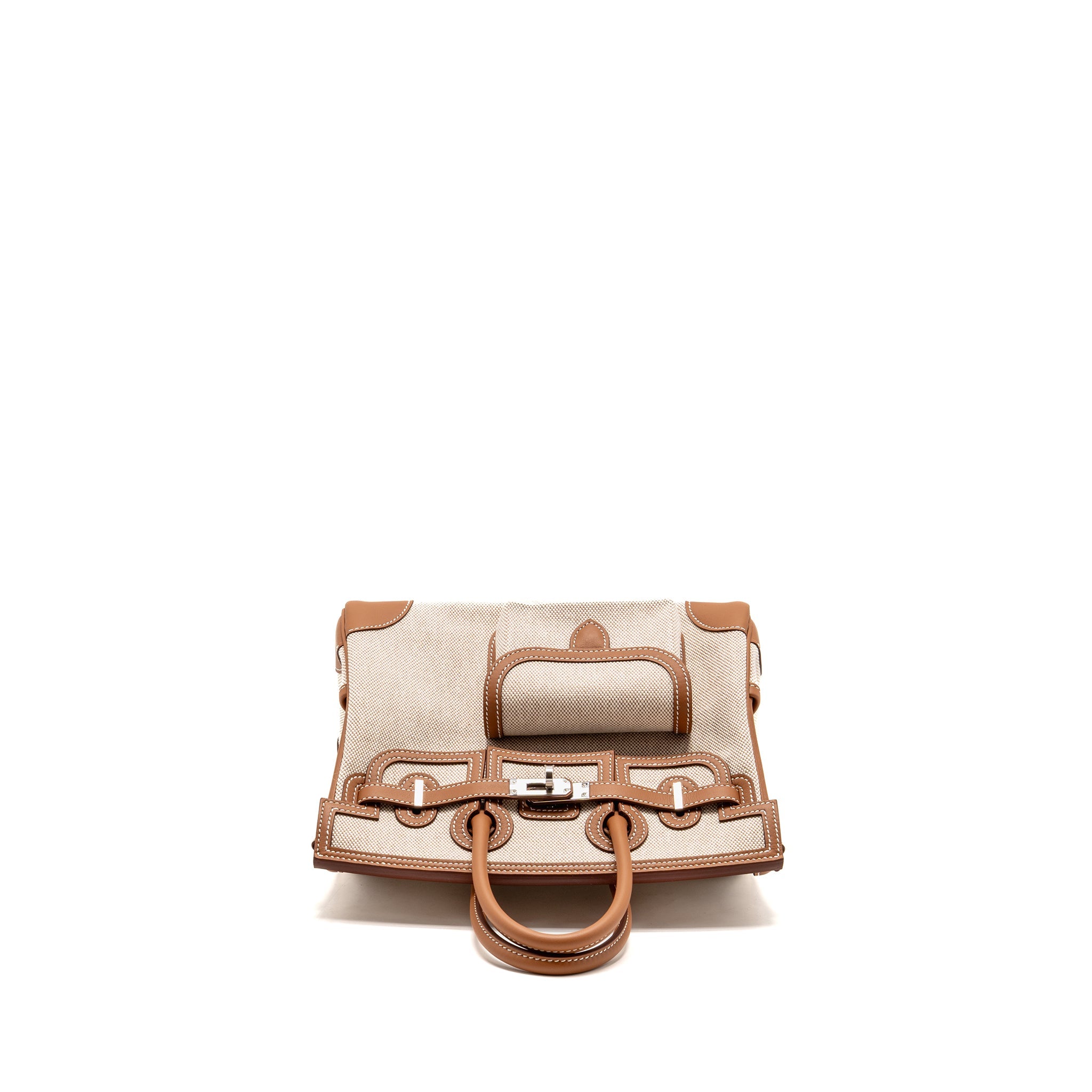 HERMES BIRKIN 25 CARGO TOILE H/SWIFT ECRU-BEIGE/GOLD SHW - Image 5