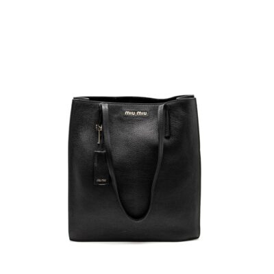 MIU MIU TOTE BAG LEATHER BLACK SHW