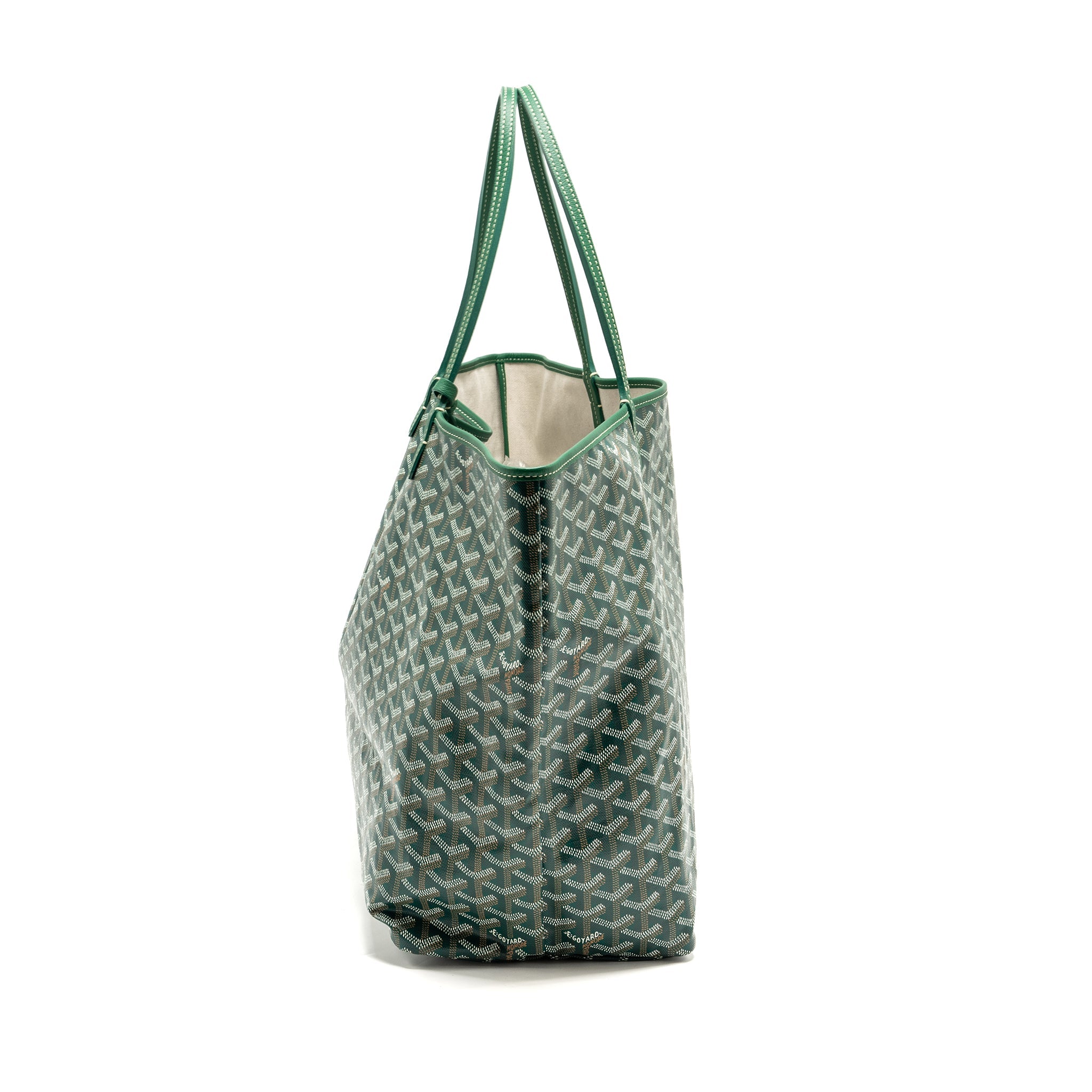 GOYARD SAINT LOUIS GM TOTE BAG CANVAS / CALFSKIN GREEN SHW - Image 4