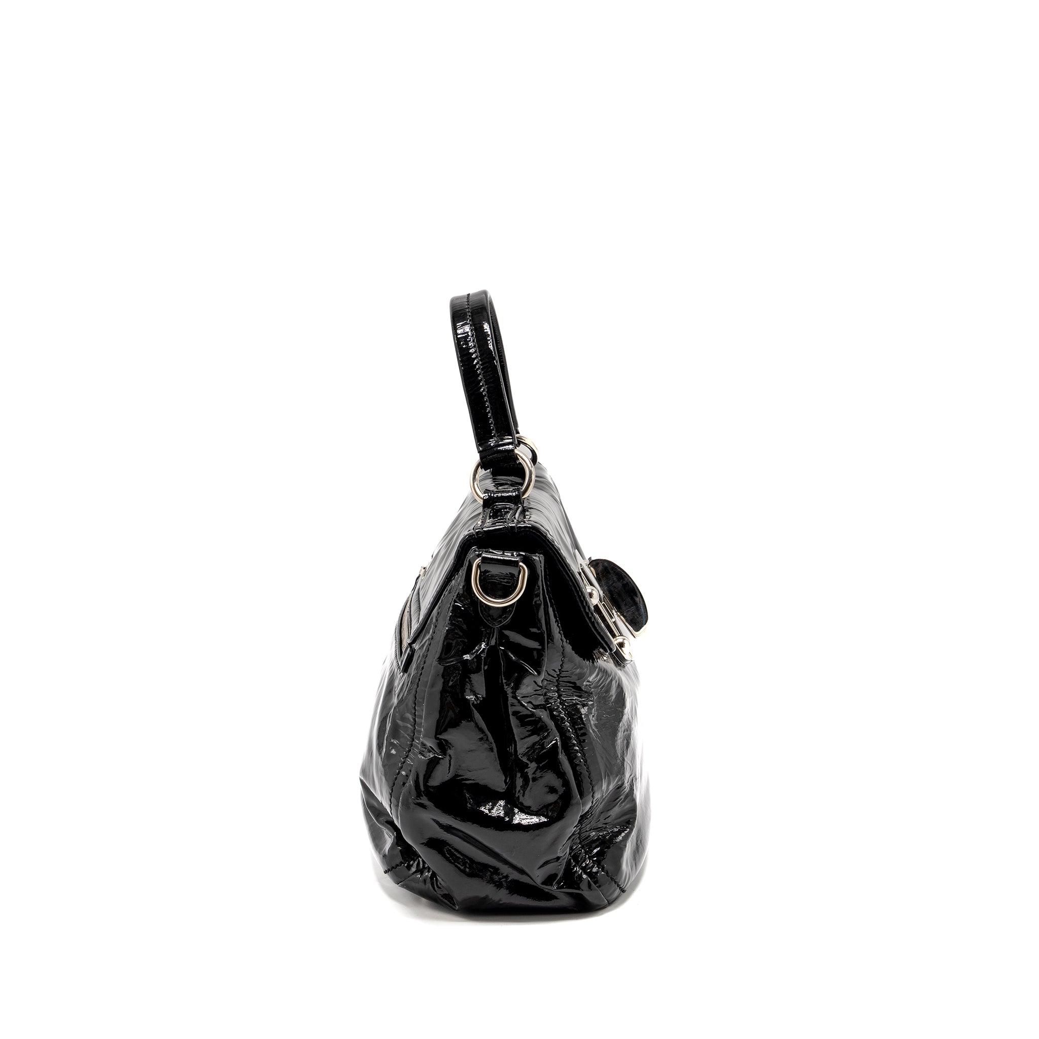 MIU MIU TURNLOCK TOTE BAG PATENT BLACK SHW - Image 3
