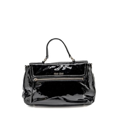 Alternative view of MIU MIU TURNLOCK TOTE BAG PATENT BLACK SHW