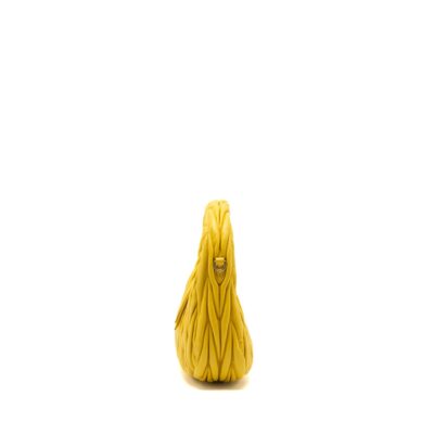 Alternative view of MIUMIU WANDER MATELASSE MINI HOBO BAG NAPPA YELLOW GHW