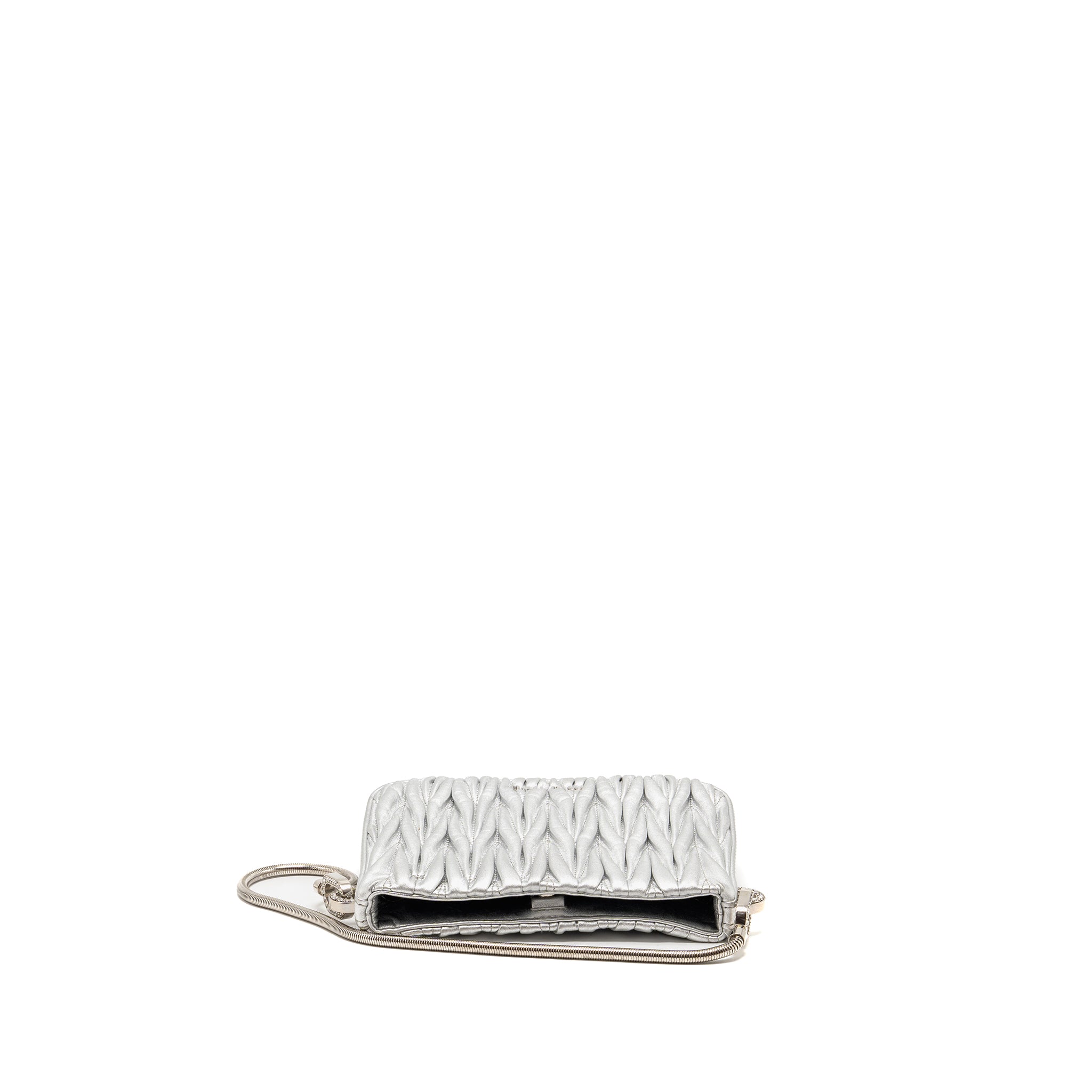 MIU MIU SASSY BAG MATELASSE NAPA LEATHER SILVER SHW - Image 5