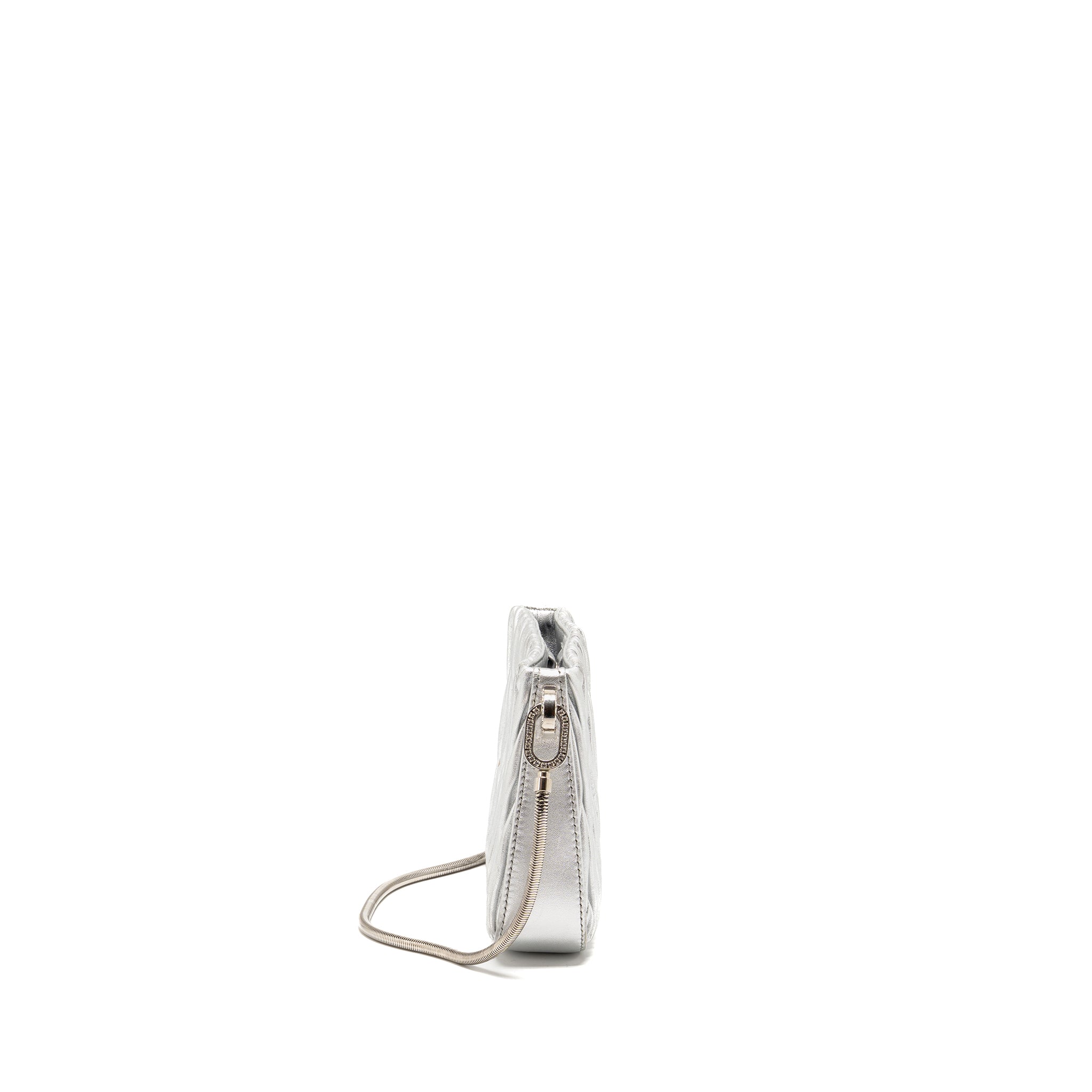 MIU MIU SASSY BAG MATELASSE NAPA LEATHER SILVER SHW - Image 3
