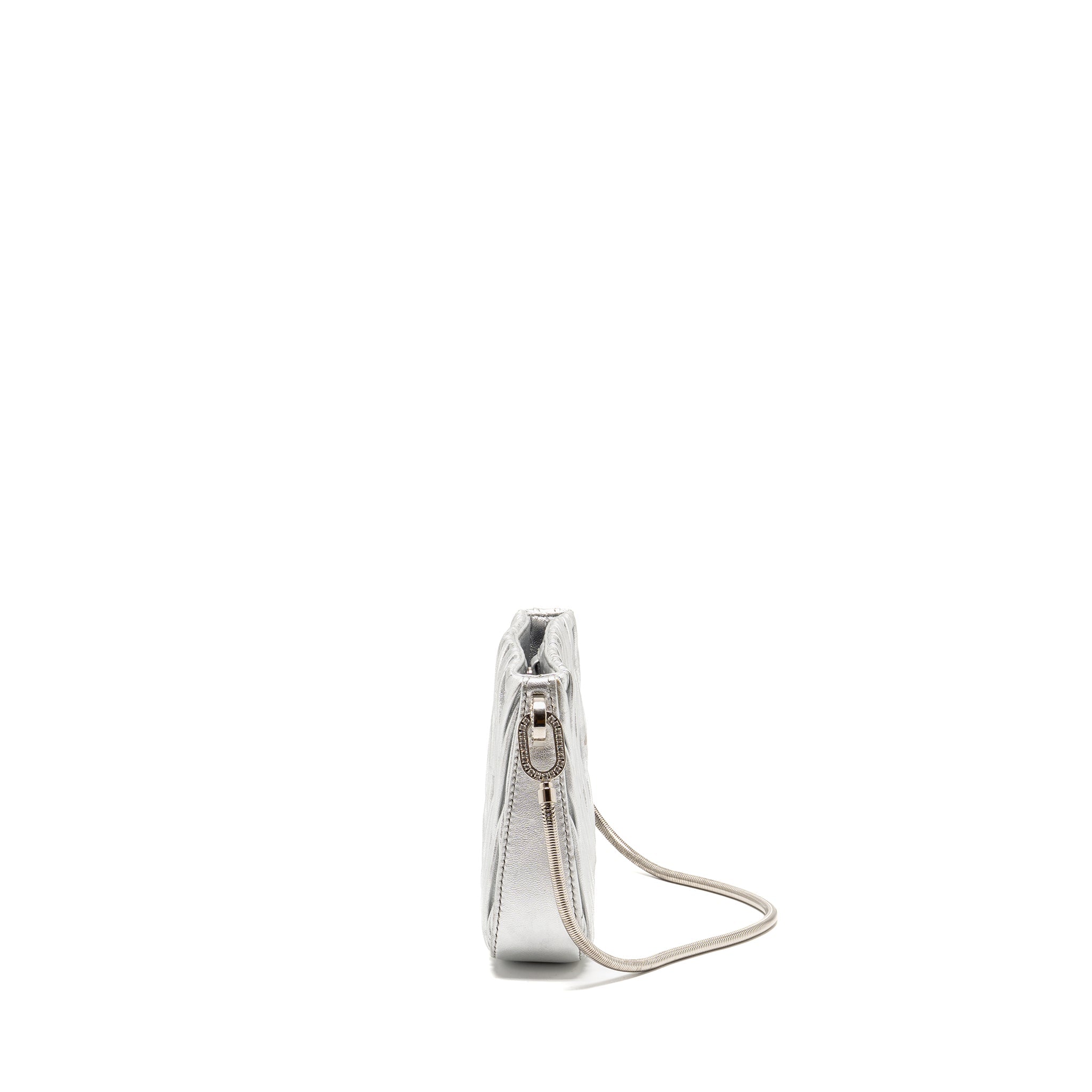MIU MIU SASSY BAG MATELASSE NAPA LEATHER SILVER SHW - Image 4