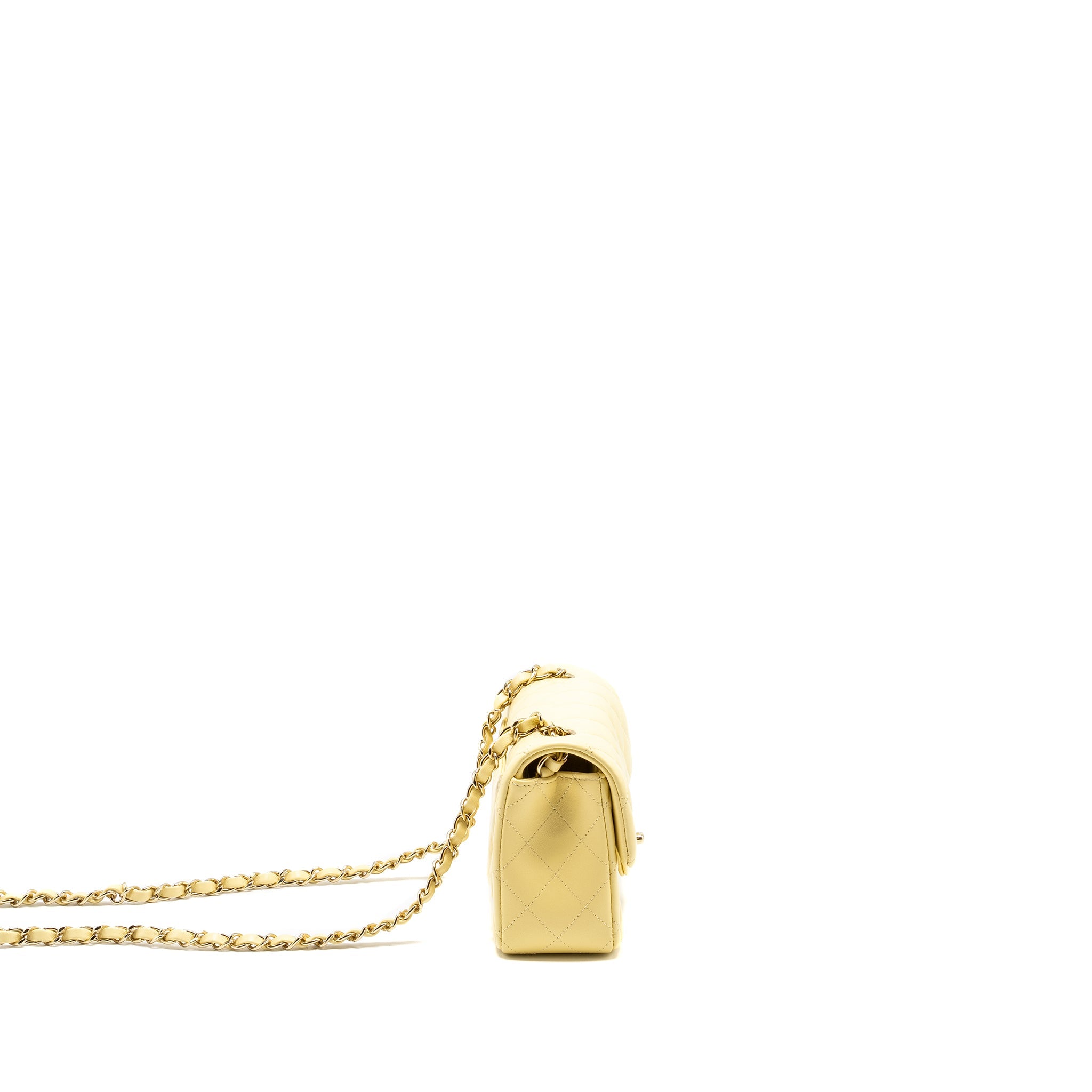 CHANEL MINI RECTANGULAR FLAP BAG LAMBSKIN YELLOW LGHW - Image 3