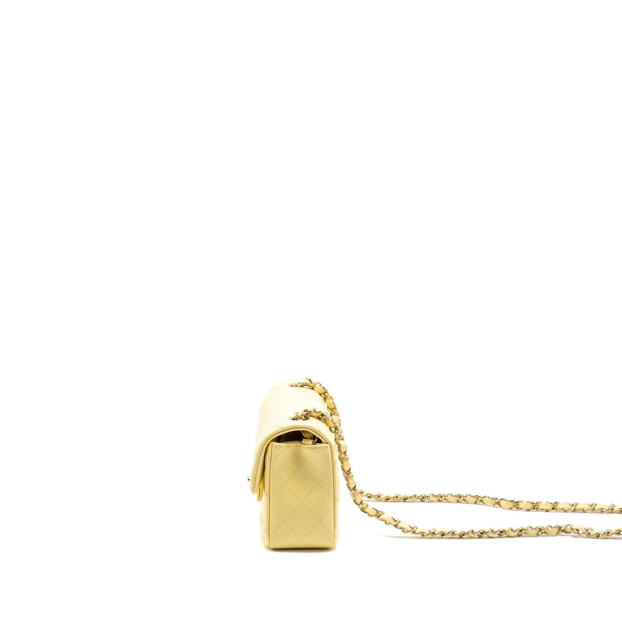 CHANEL MINI RECTANGULAR FLAP BAG LAMBSKIN YELLOW LGHW - Image 4