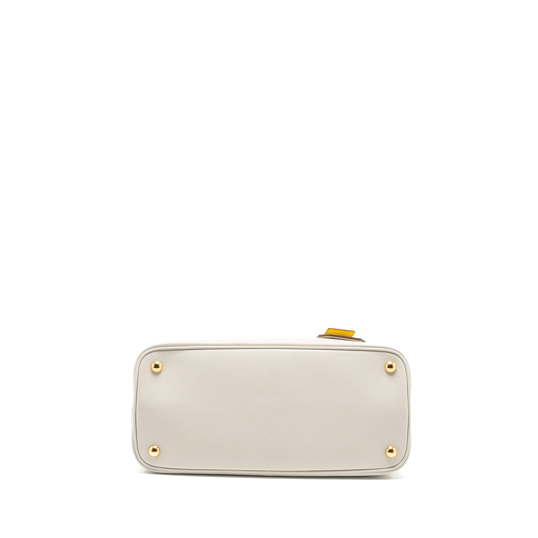 PRADA SMALL SAFFIANO CUIR TOTE BAG CALFSKIN WHITE/YELLOW GHW - Image 5