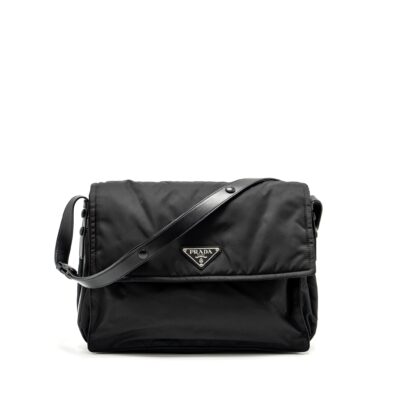 PRADA PADDED RE-NYLON SHOULDER BAG BLACK SHW
