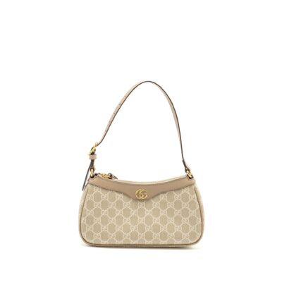 GUCCI OPHIDIA SMALL SHOULDER BAG GG SUPREME CANVAS BEIGE / WHITE GHW