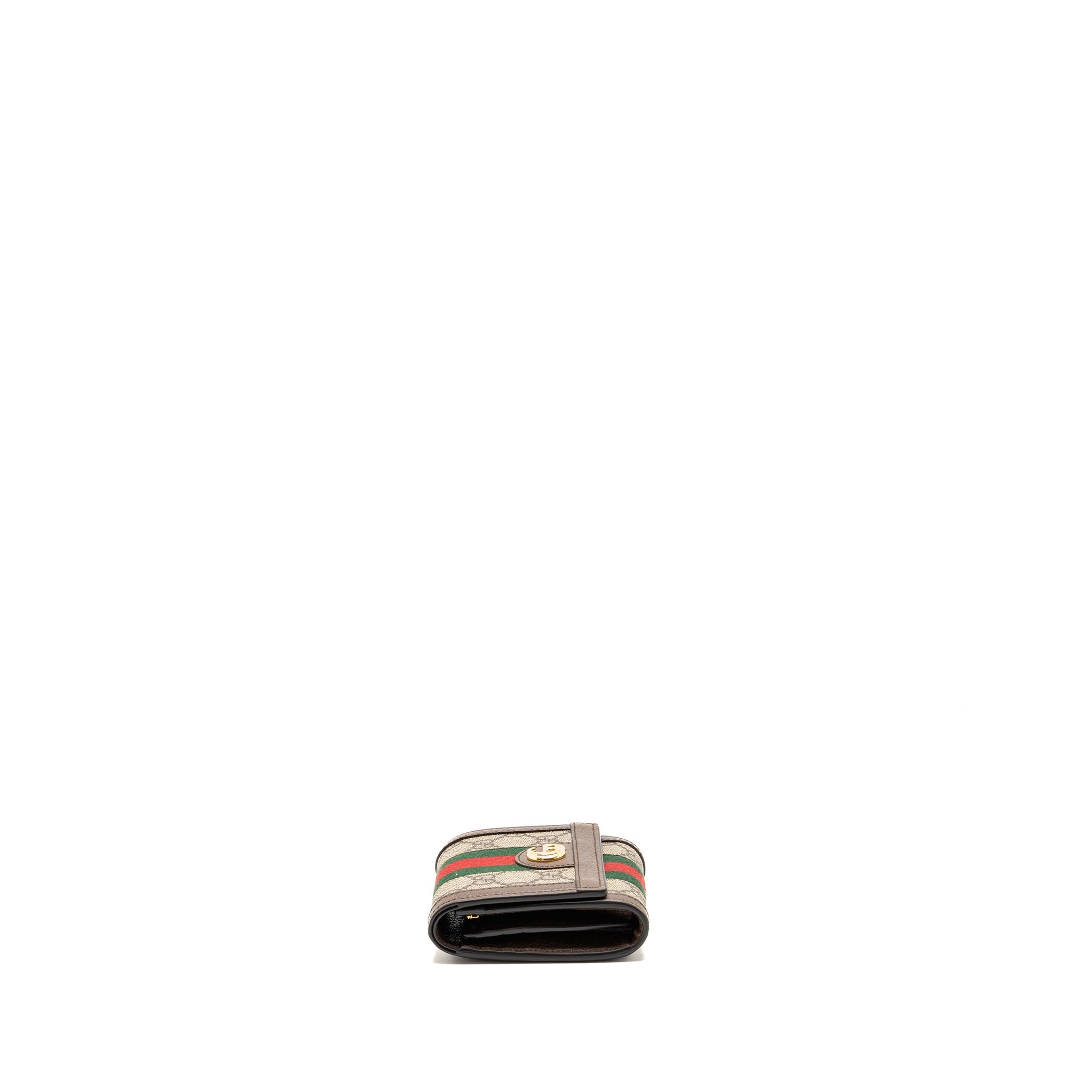 GUCCI OPHIDIA GG COMPACT WALLET CANVAS / CALFSKIN BROWN GHW - Image 3