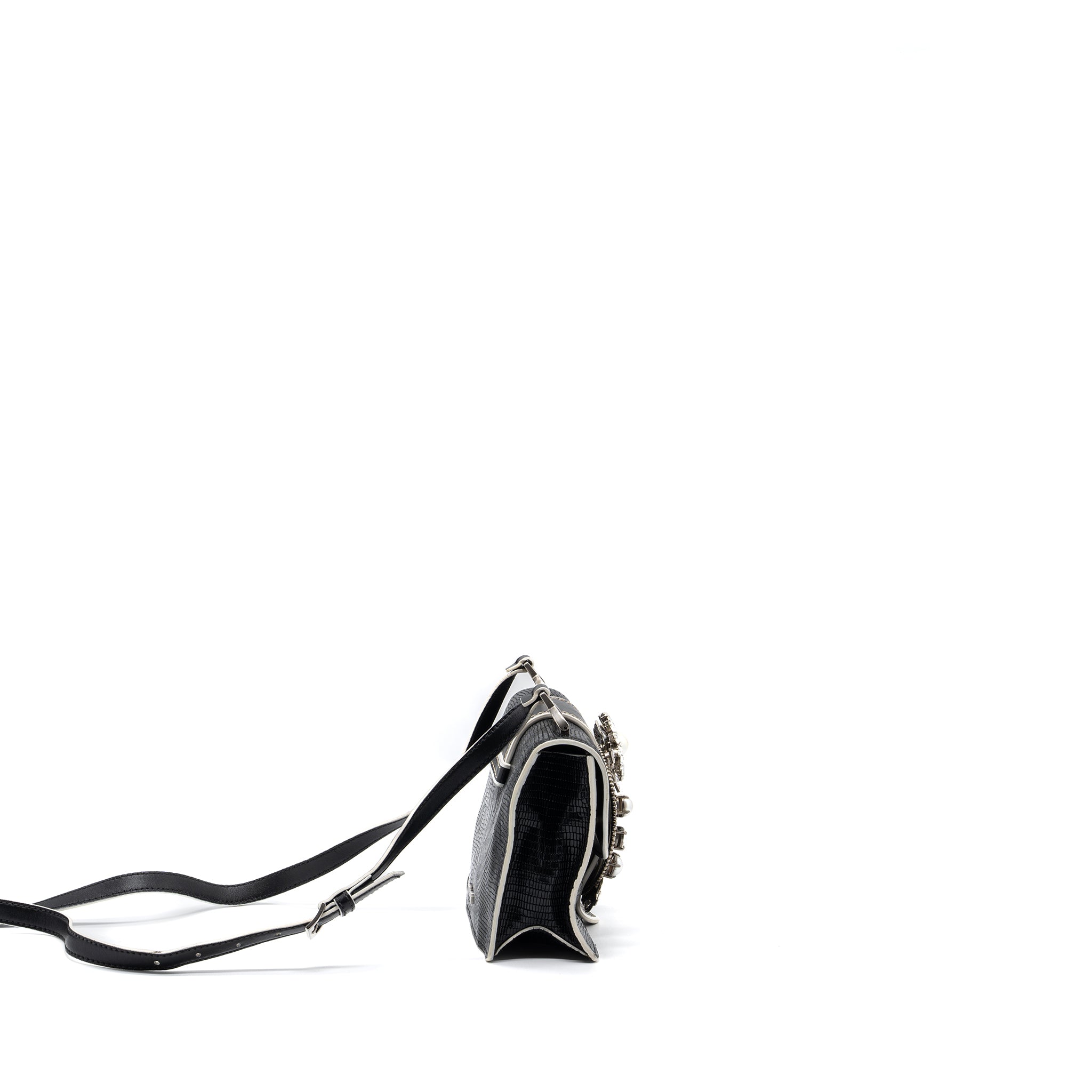 MIU MIU ST.LUCERTOLA EMBOSSED LEATHER BLACK SHW - Image 2