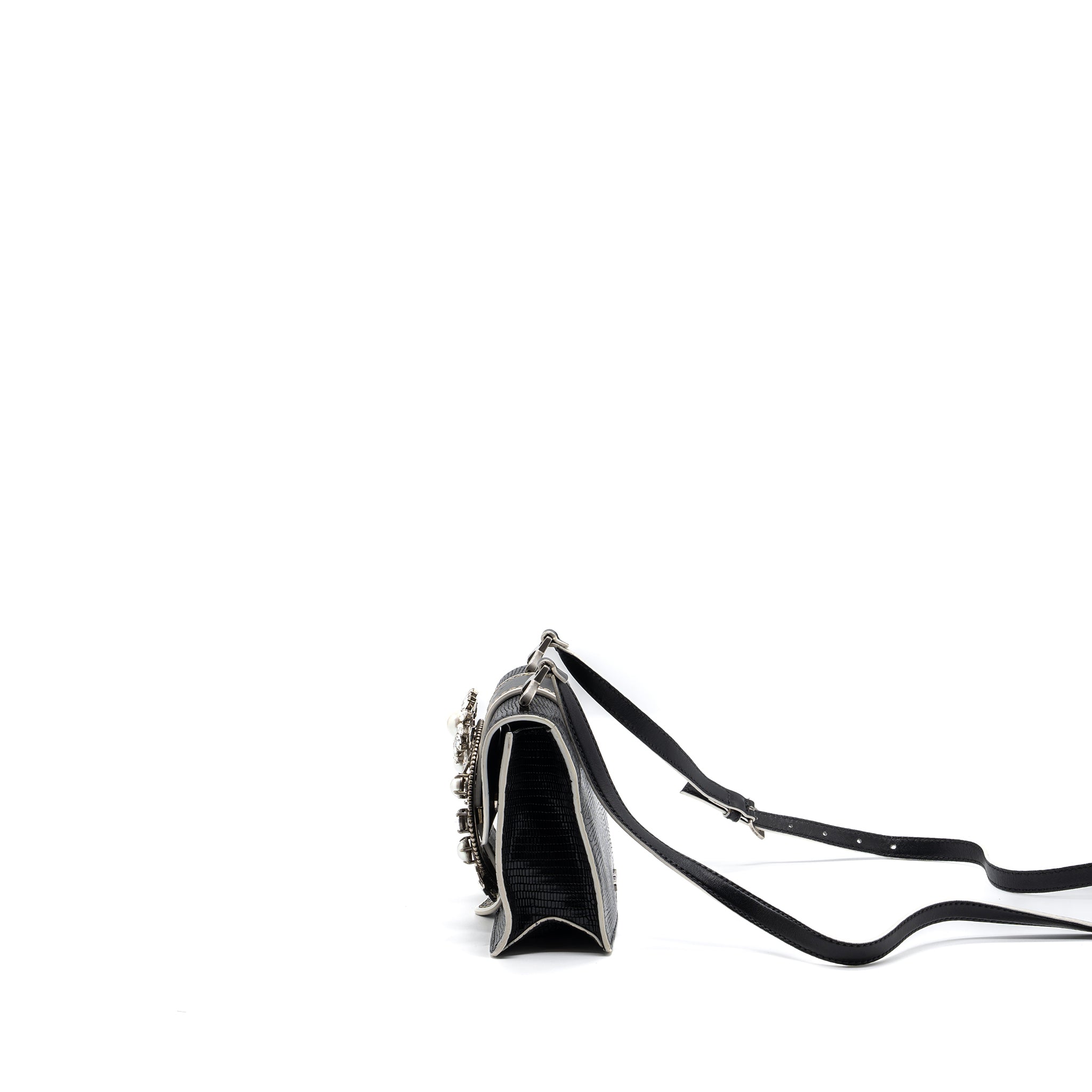 MIU MIU ST.LUCERTOLA EMBOSSED LEATHER BLACK SHW - Image 3