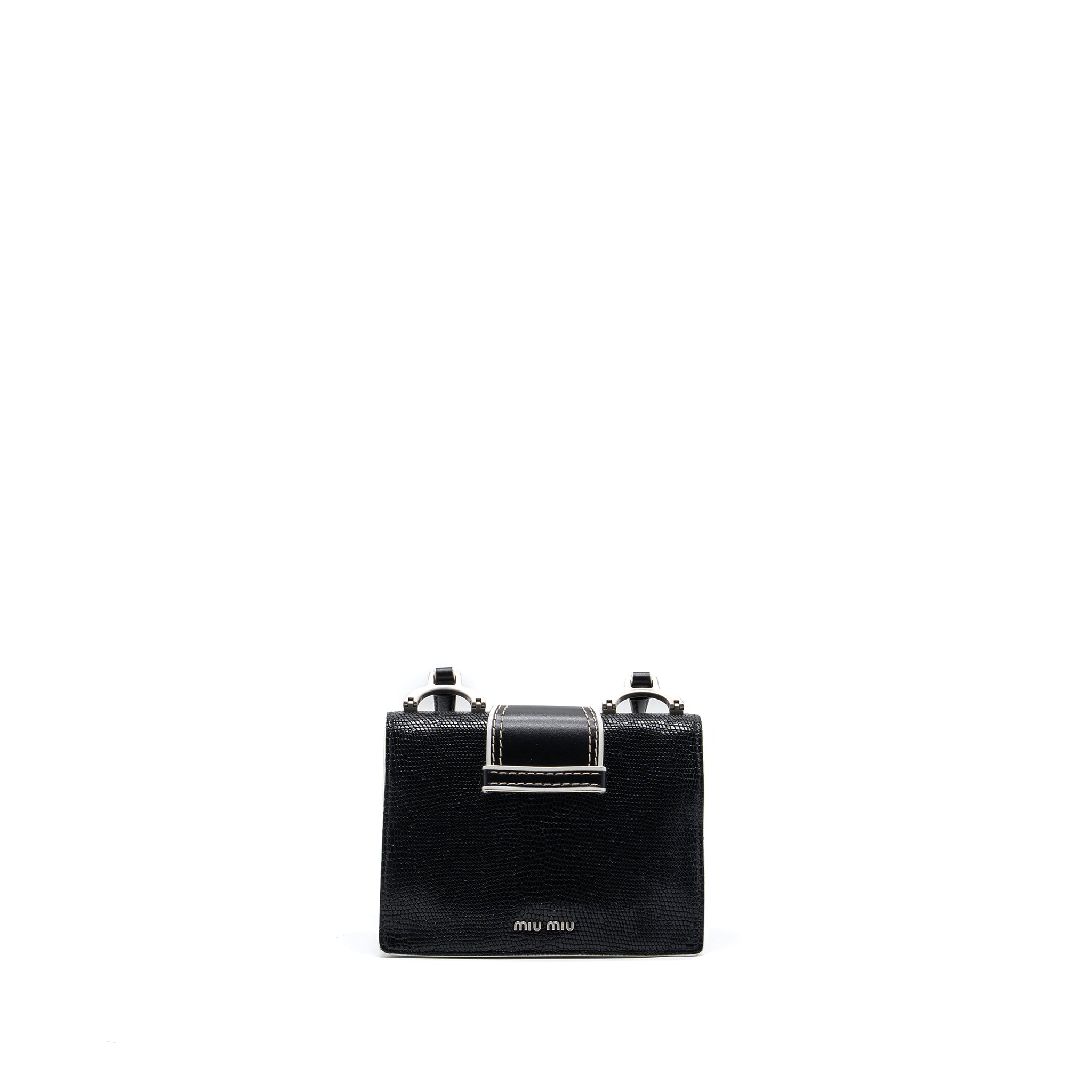 MIU MIU ST.LUCERTOLA EMBOSSED LEATHER BLACK SHW - Image 4