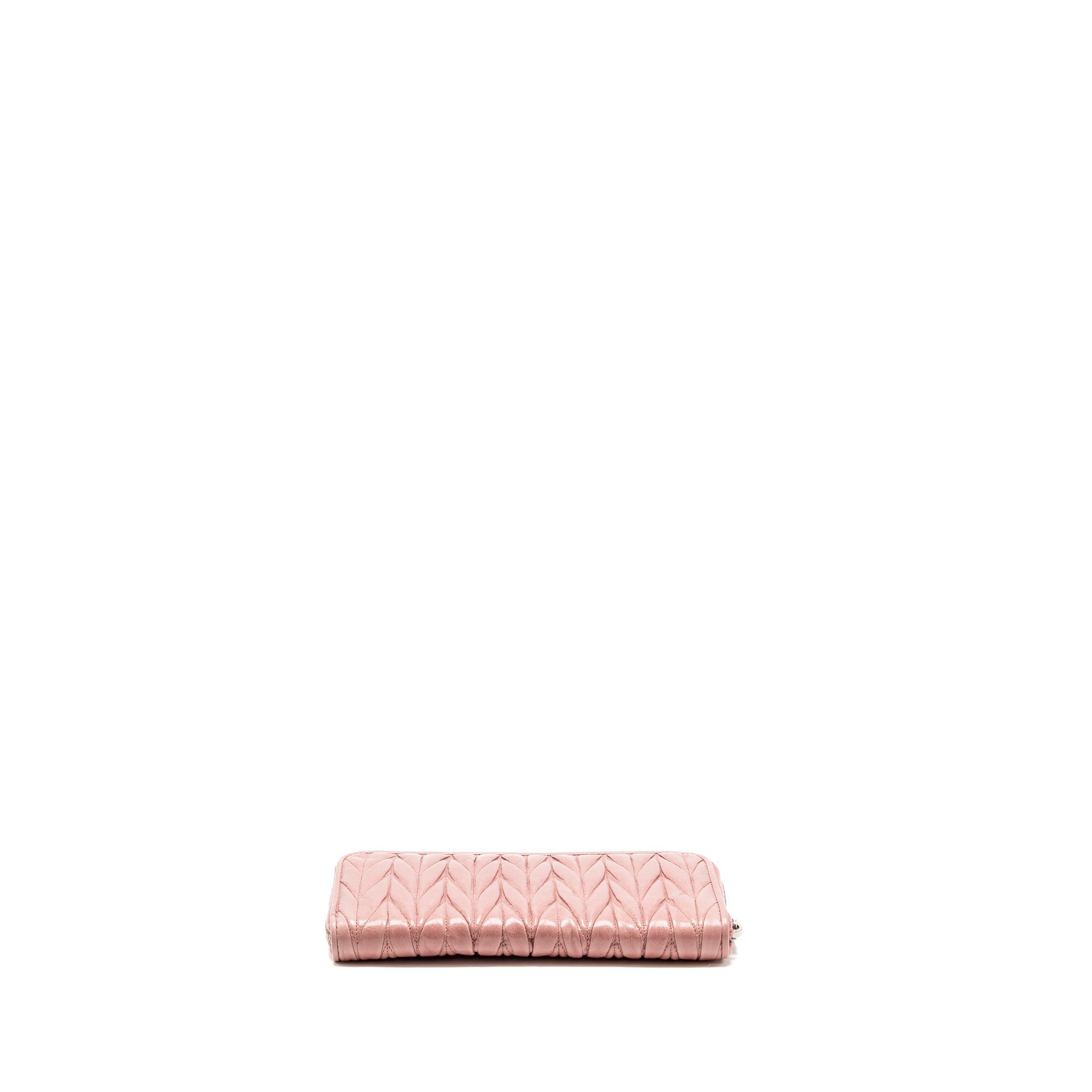 MIU MIU MATELASSE LEATHER ZIP AROUND LONG WALLET PINK SHW - Image 5