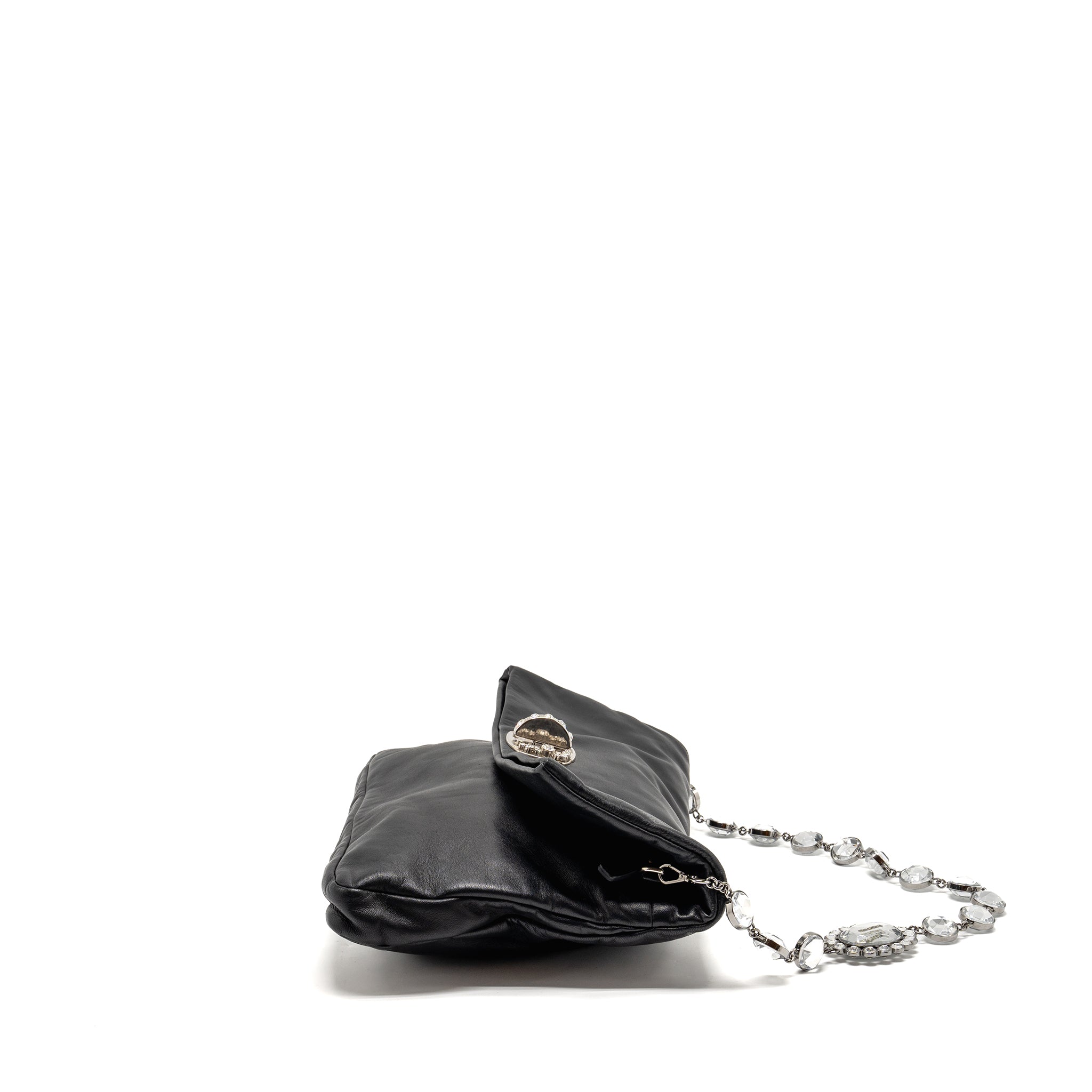 MIU MIU LARGE FLAP SHOULDER BAG LAMBSKIN BLACK SHW - Image 3