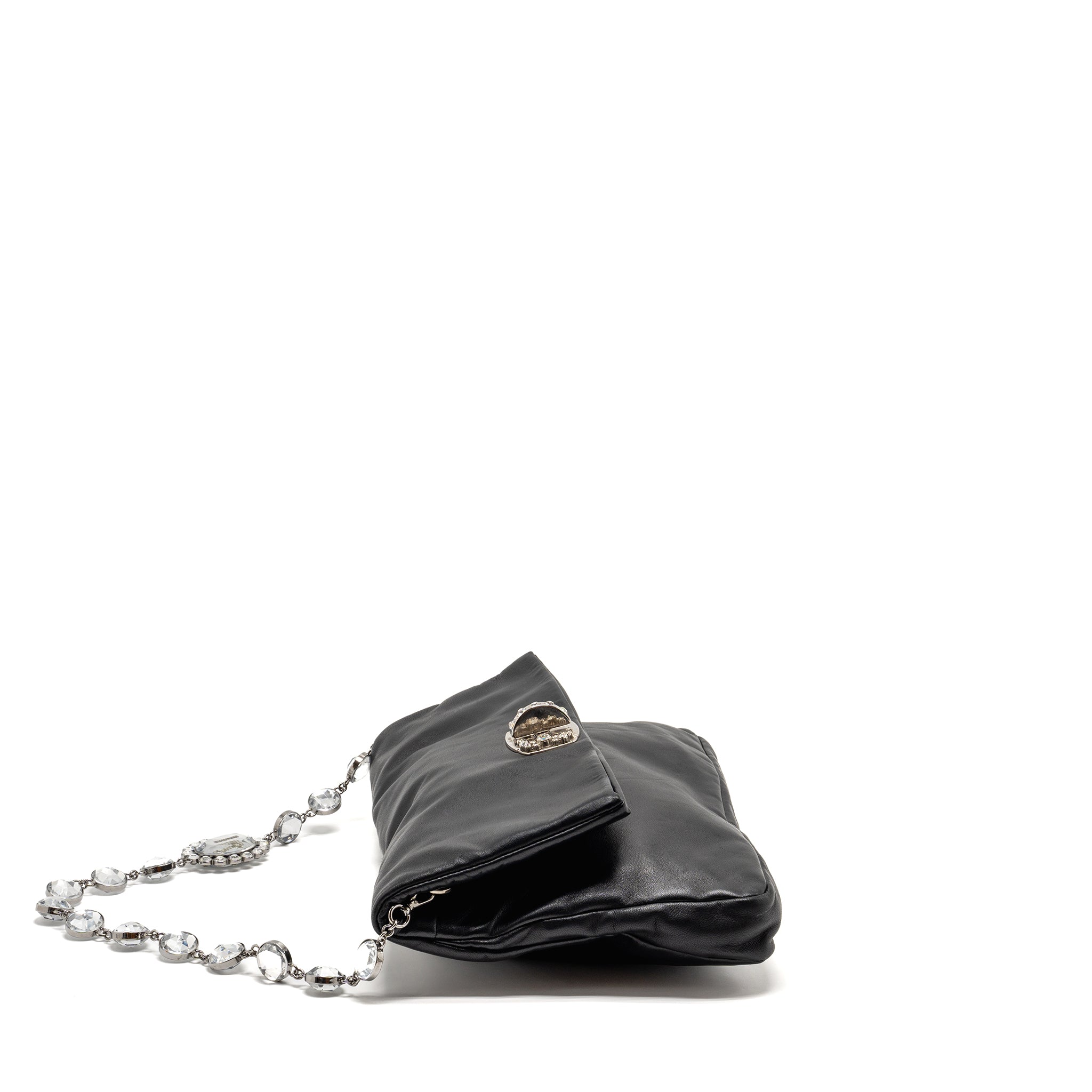MIU MIU LARGE FLAP SHOULDER BAG LAMBSKIN BLACK SHW - Image 4
