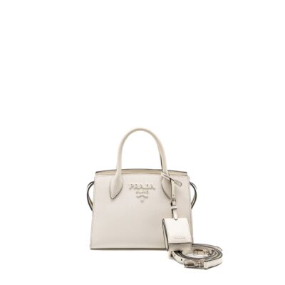 PRADA SAFFIANO MONOCHROME BAG WHITE SHW