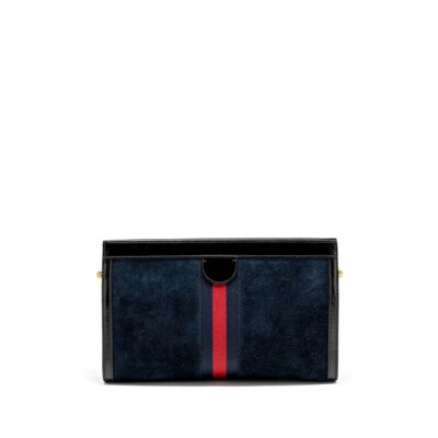 Alternative view of GUCCI OPHIDIA CHAIN BAG DRAGON EMBROIDERED SUEDE BLUE/BLACK/MULTICOLOUR GHW