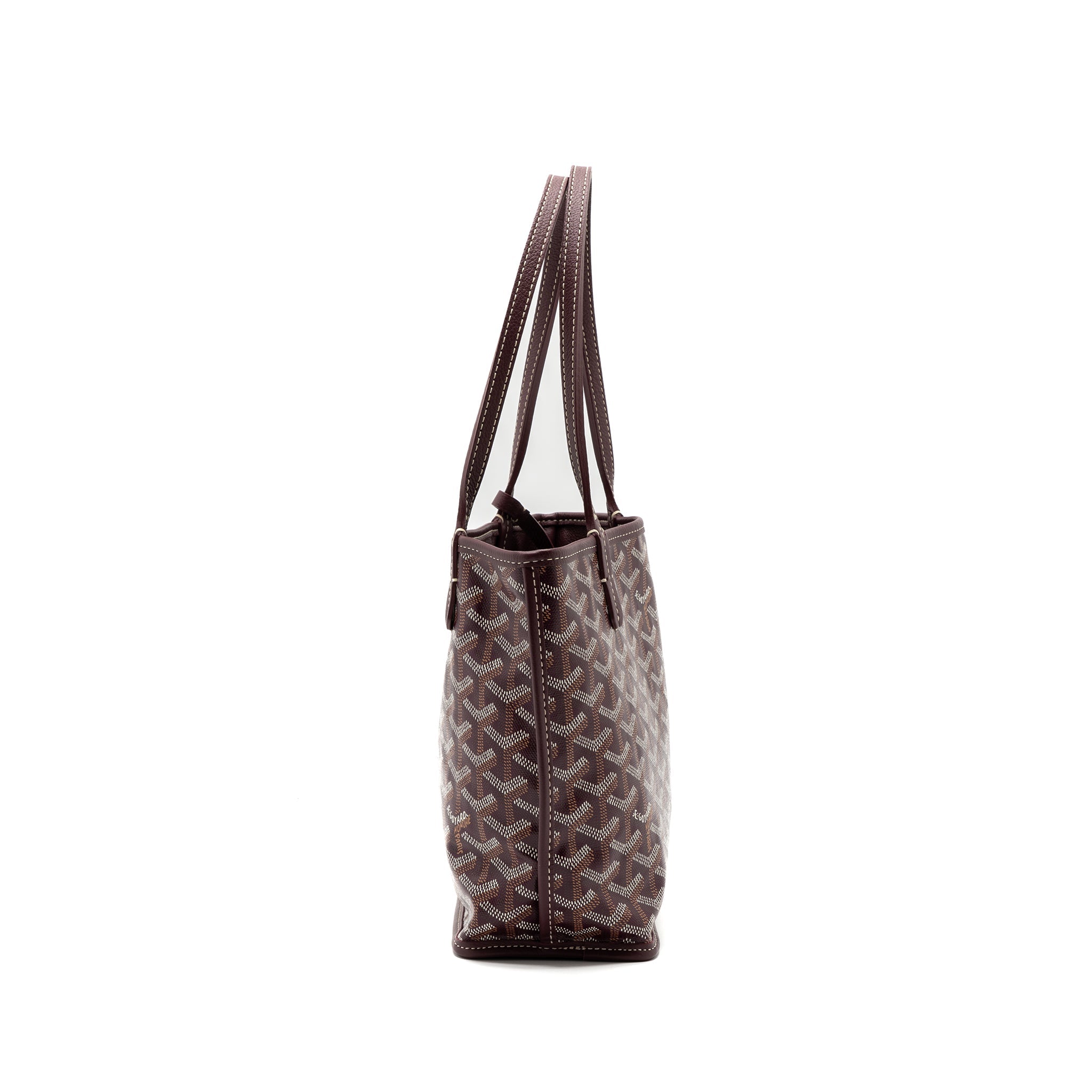 GOYARD MINI ANJOU MINI BAG CANVAS/ CALFSKIN BURGUNDY SHW - Image 2