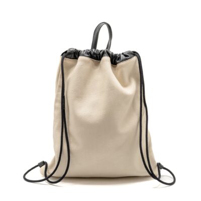 Alternative view of GUCCI DRAWSTRING BACKPACK CALFSKIN WHITE / BLACK