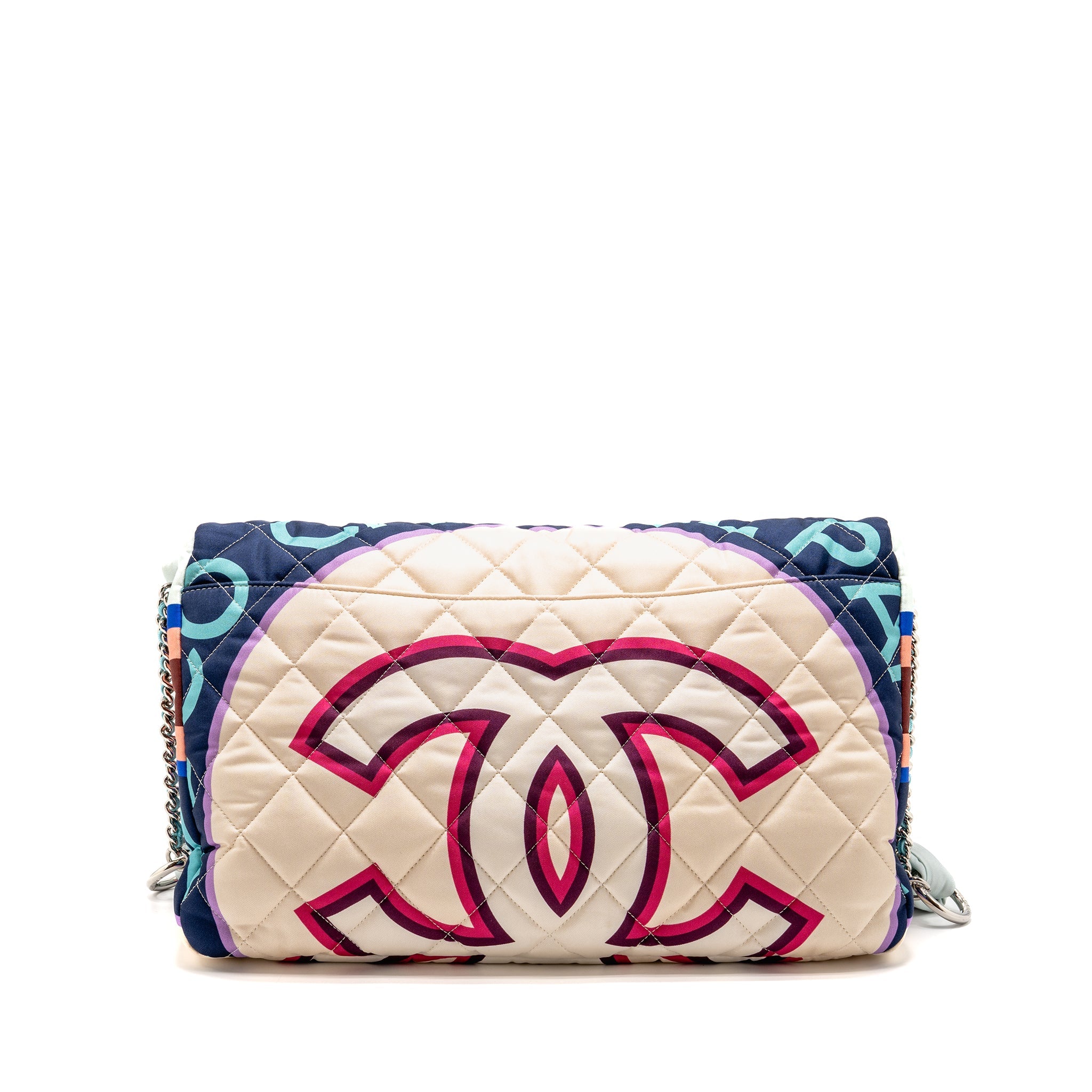 CHANEL LARGE QUILTED SINGLE FLAP BAG FABRIC MULTICOLOUR SHW - Image 2