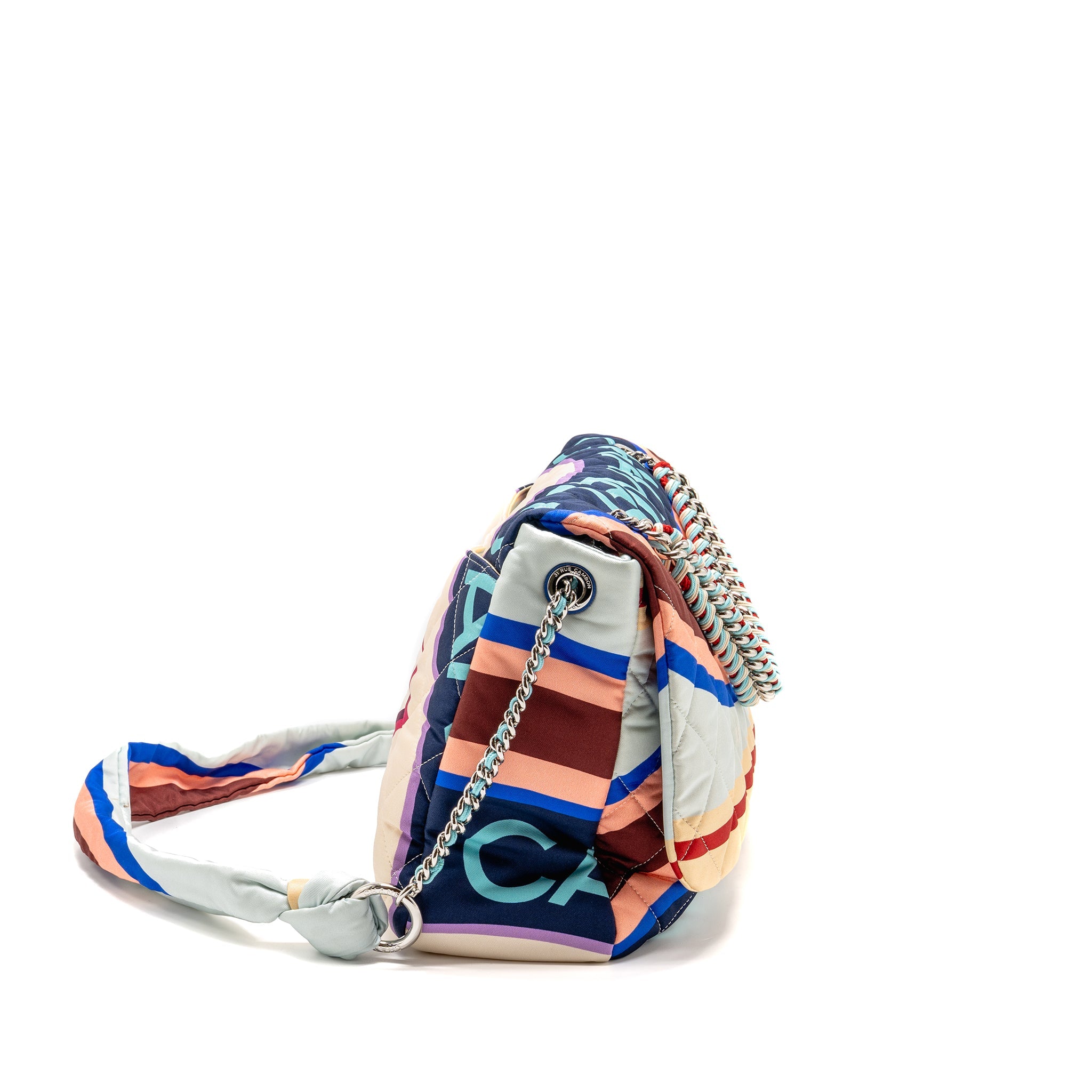 CHANEL LARGE QUILTED SINGLE FLAP BAG FABRIC MULTICOLOUR SHW - Image 3