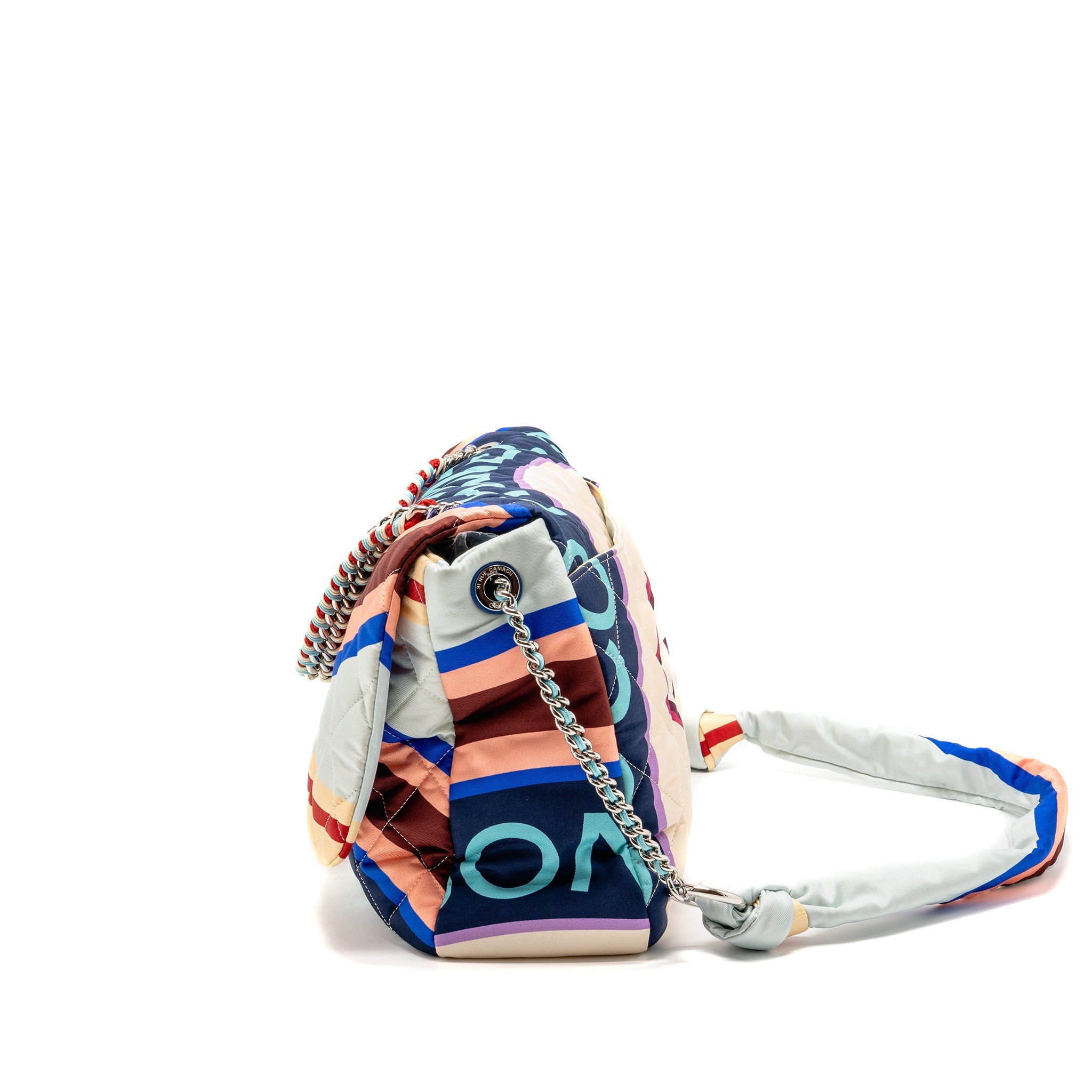 CHANEL LARGE QUILTED SINGLE FLAP BAG FABRIC MULTICOLOUR SHW - Image 4