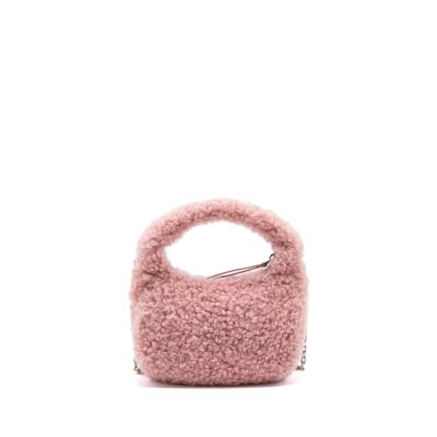 Alternative view of MIU MIU WANDER MATELASSÉ MINI HOBO BAG SHEARLING LIGHT PINK SHW