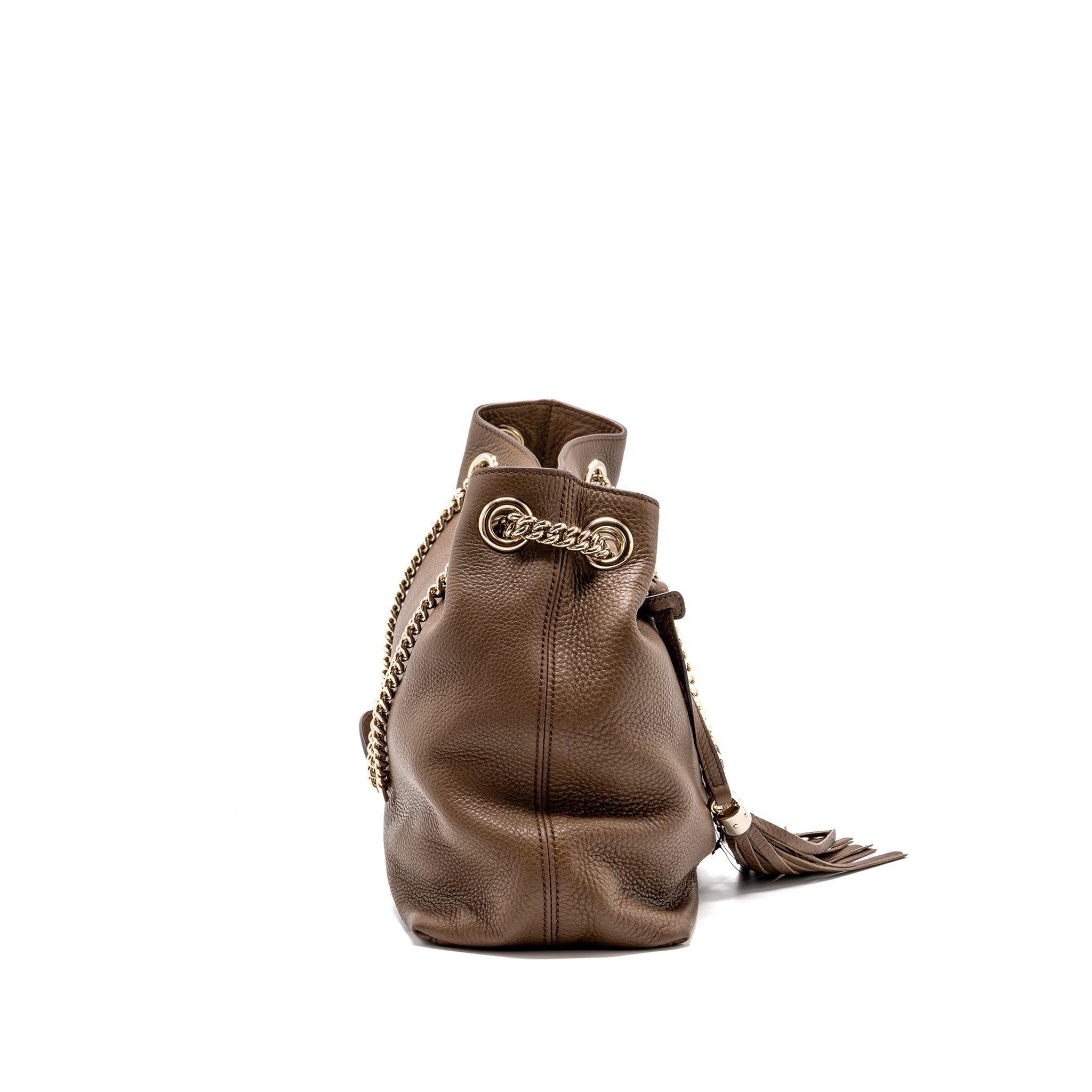 GUCCI DISCO TOTE BAG CALFSKIN BROWN LGHW - Image 4