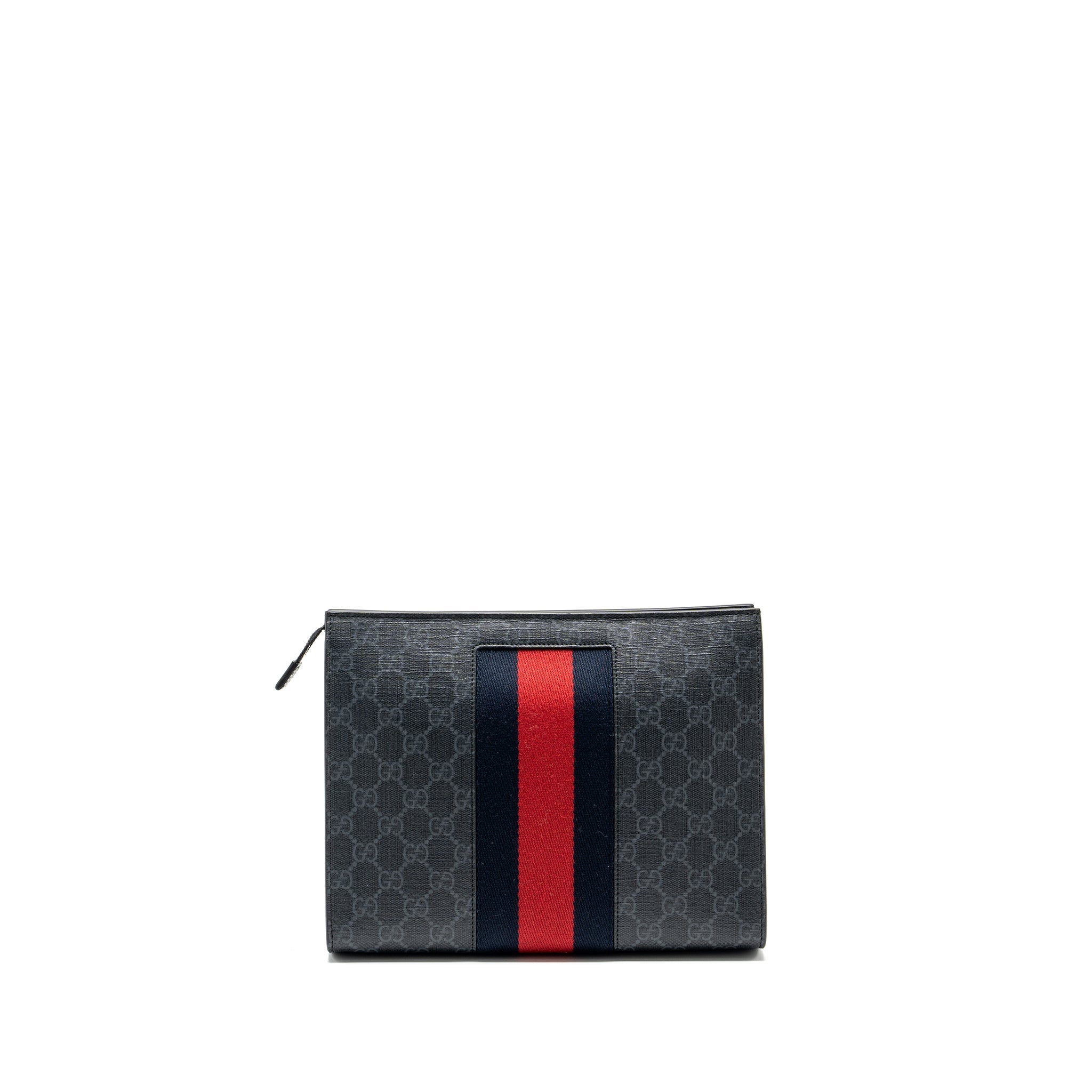 GUCCI GG SUPREME CANVAS / LEATHER ZIP CLUTCH BLACK/ MULTICOLOUR SHW - Image 2