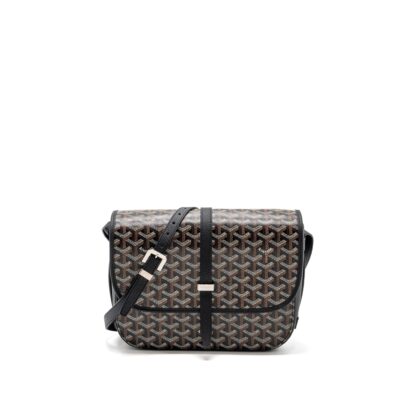 GOYARD BELVEDERE MM MESSANGER BAG GOYARDLINE CANVAS / CALFSKIN BLACK SHW