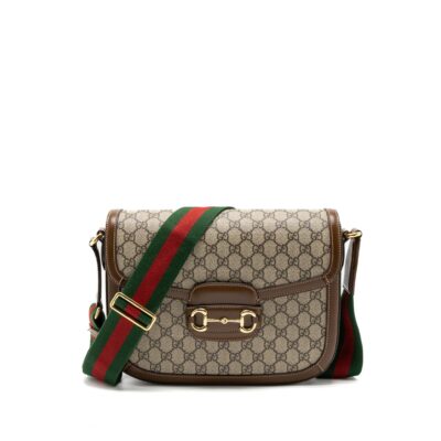 GUCCI HORSEBIT 1955 SHOULDER BAG GG SUPREME CANVAS BEIGE/EBONY GHW
