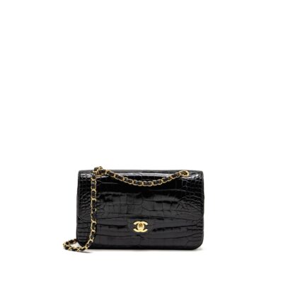 CHANEL MEDIUM CLASSIC DOUBLE FLAP BAG ALLIGATOR MISSISSIPPIENSIS BLACK GHW