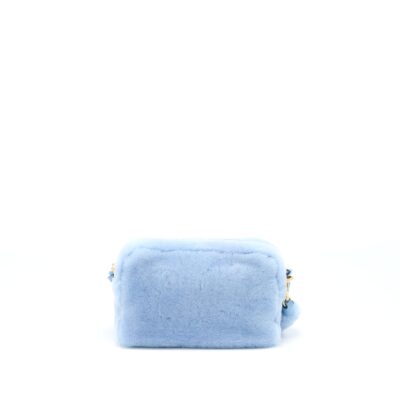 Alternative view of MIU MIU TOP HANDLE CROSSBODY CAMERA BAG SHEARLING LIGHT BLUE GHW