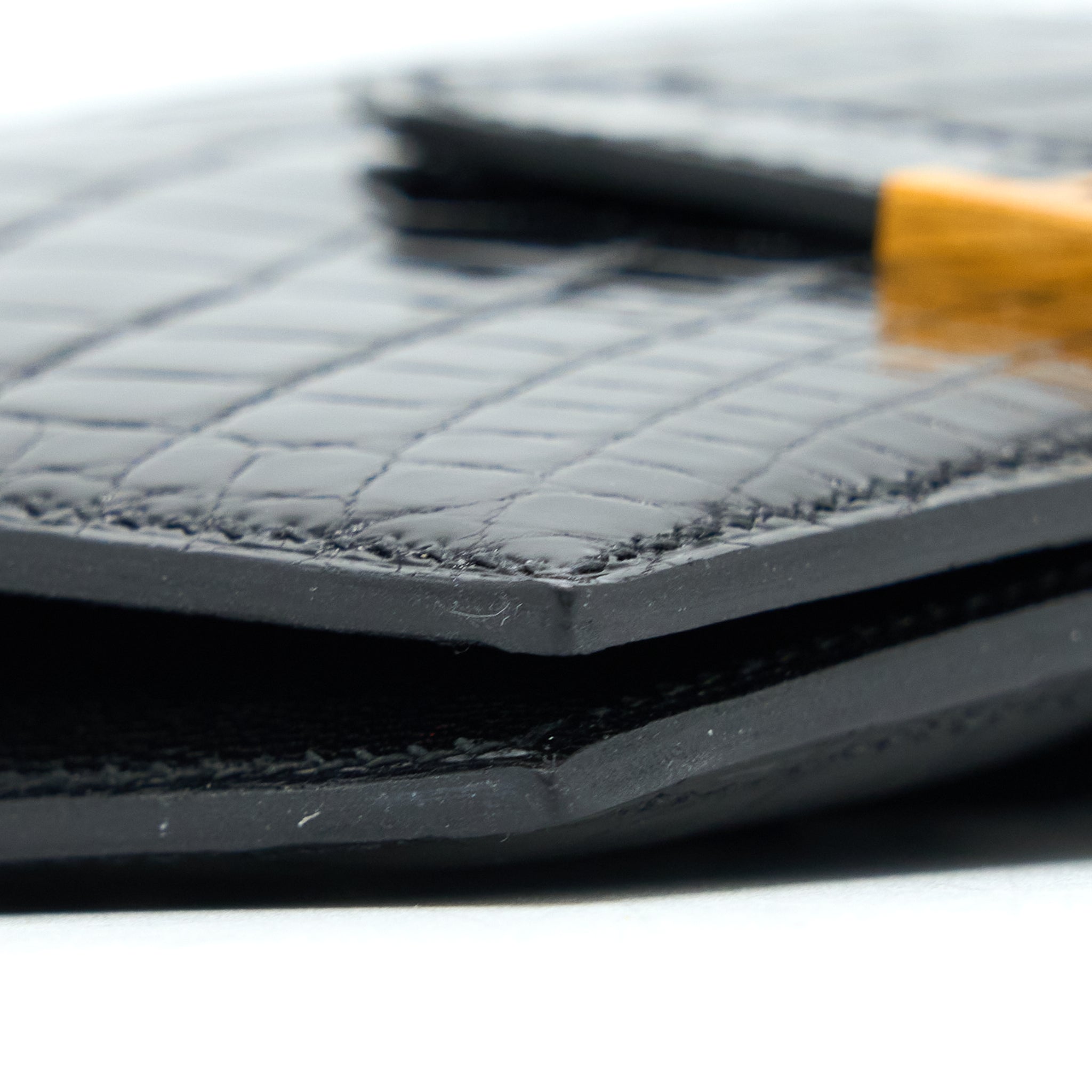 HERMES BEARN WALLET SHINY ALLIGATOR BLACK GHW - Image 5