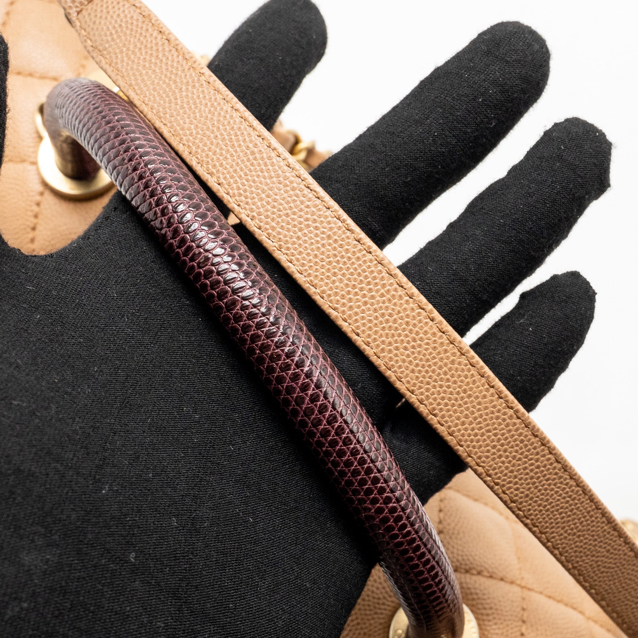 CHANEL LARGE COCO HANDLE WITH LIZARD HANDLE CAVIAR BEIGE GHW - Image 12