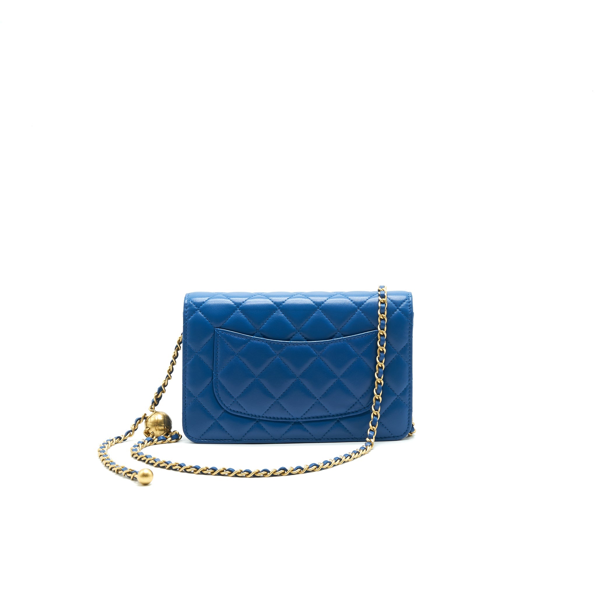 CHANEL LAMBSKIN QUILTED CC PEARL CRUSH WALLET ON CHAIN BLUE WITH GHW - Image 2