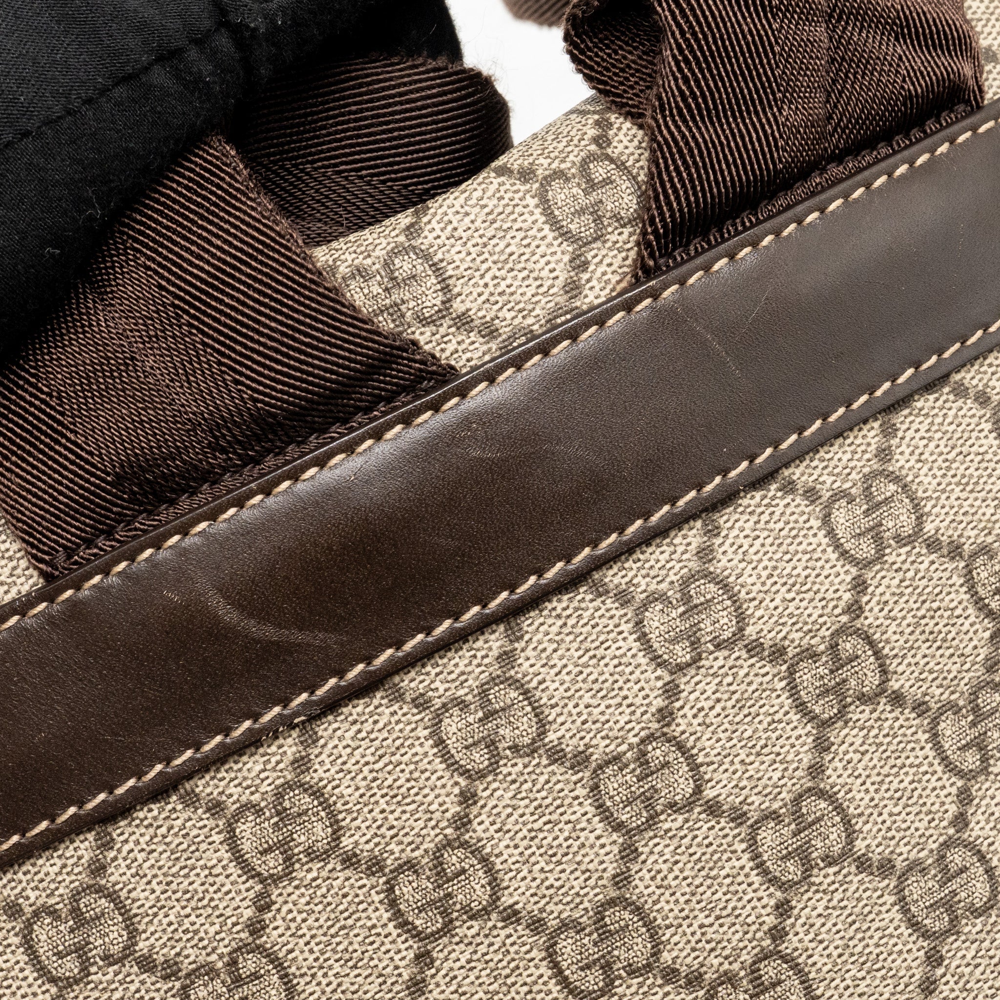 GUCCI SINGLE BUCKLE BACKPACK GG SUPREME CANVAS BROWN SHW - Image 14
