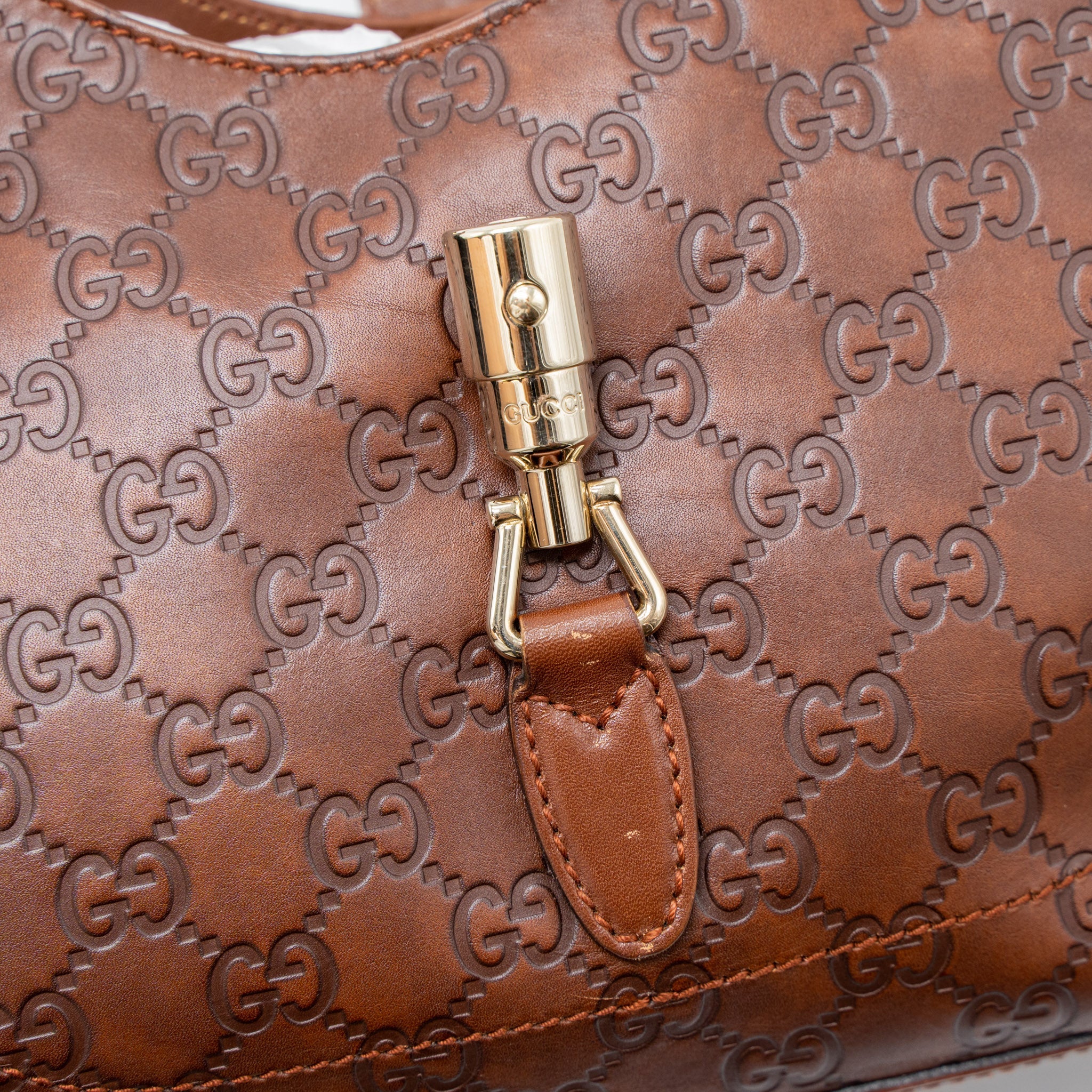 GUCCI VINTAGE JACKIE BAG GG SUPREME CALFSKIN BROWN GHW - Image 7