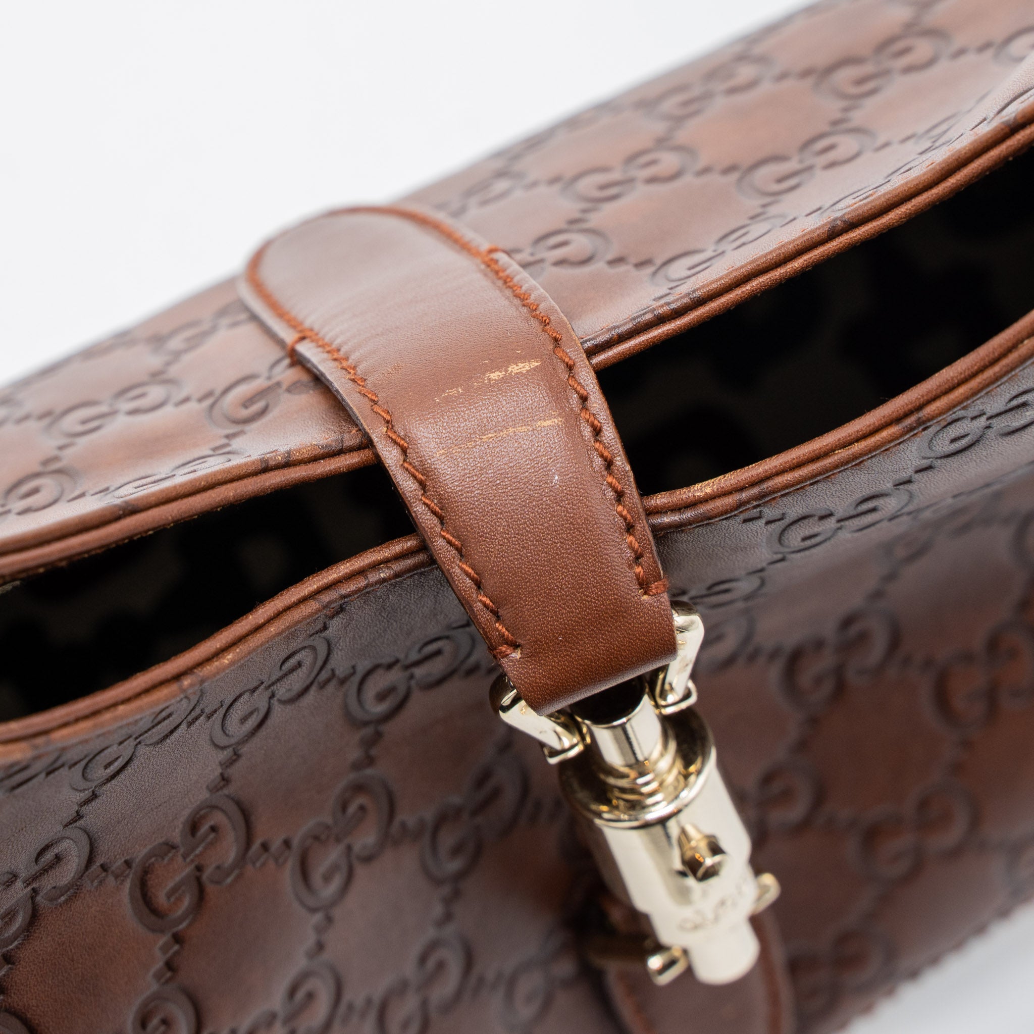 GUCCI VINTAGE JACKIE BAG GG SUPREME CALFSKIN BROWN GHW - Image 12
