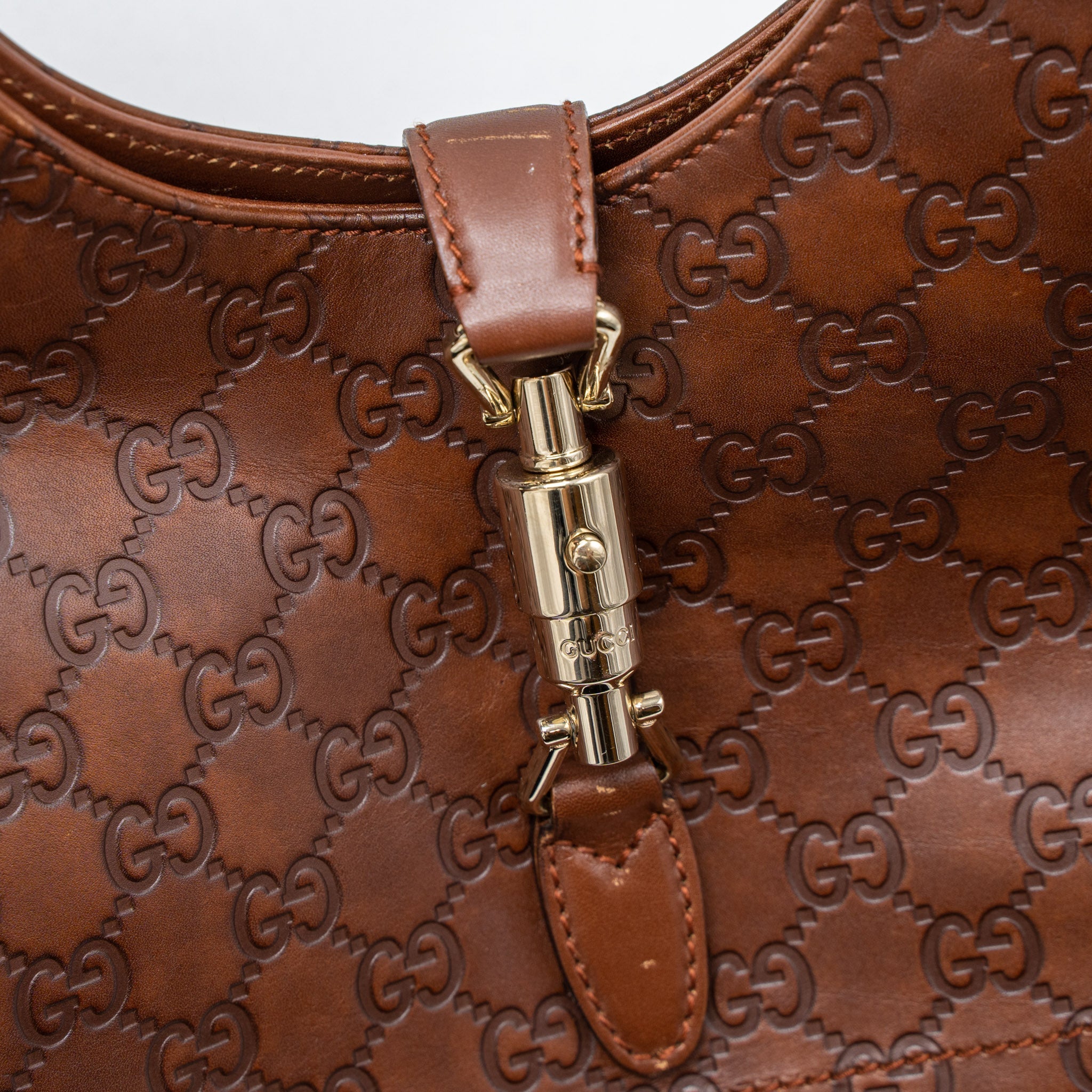 GUCCI VINTAGE JACKIE BAG GG SUPREME CALFSKIN BROWN GHW - Image 8
