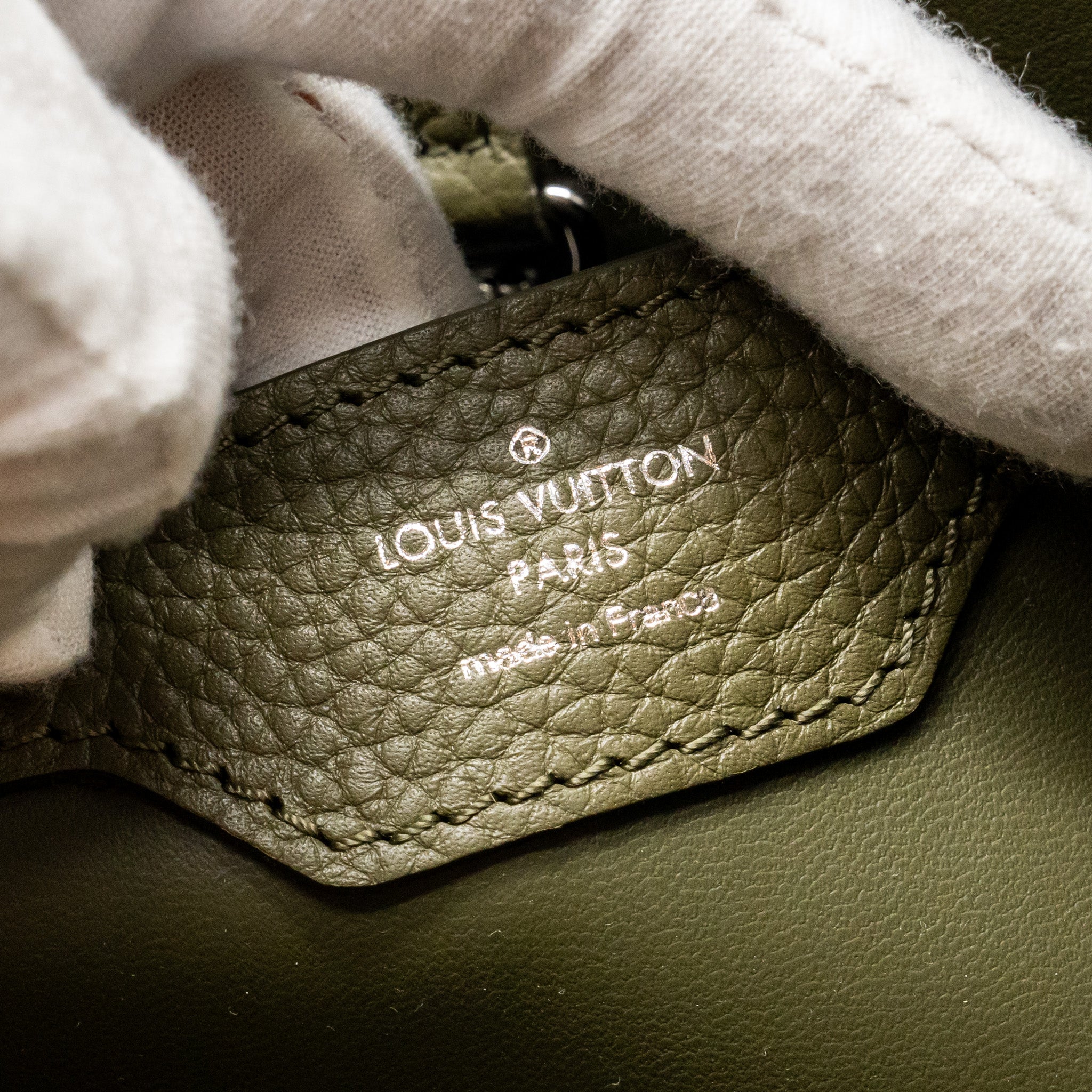 LOUIS VUITTON CAPUCINES MM CALFSKIN / PYTHON HANDLE MULTICOLOR OLIVE GREEEN / NATURAL SHW - Image 16