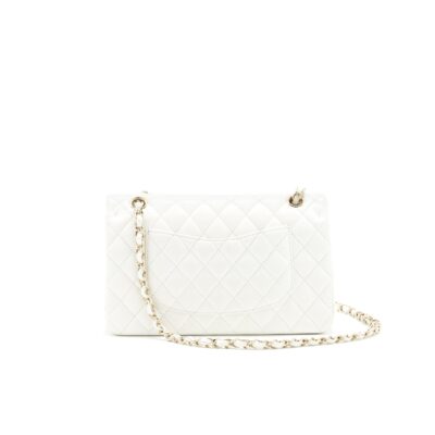Alternative view of CHANEL MEDIUM CLASSIC DOUBLE FLAP BAG CAVIAR WHITE WITH LGHW